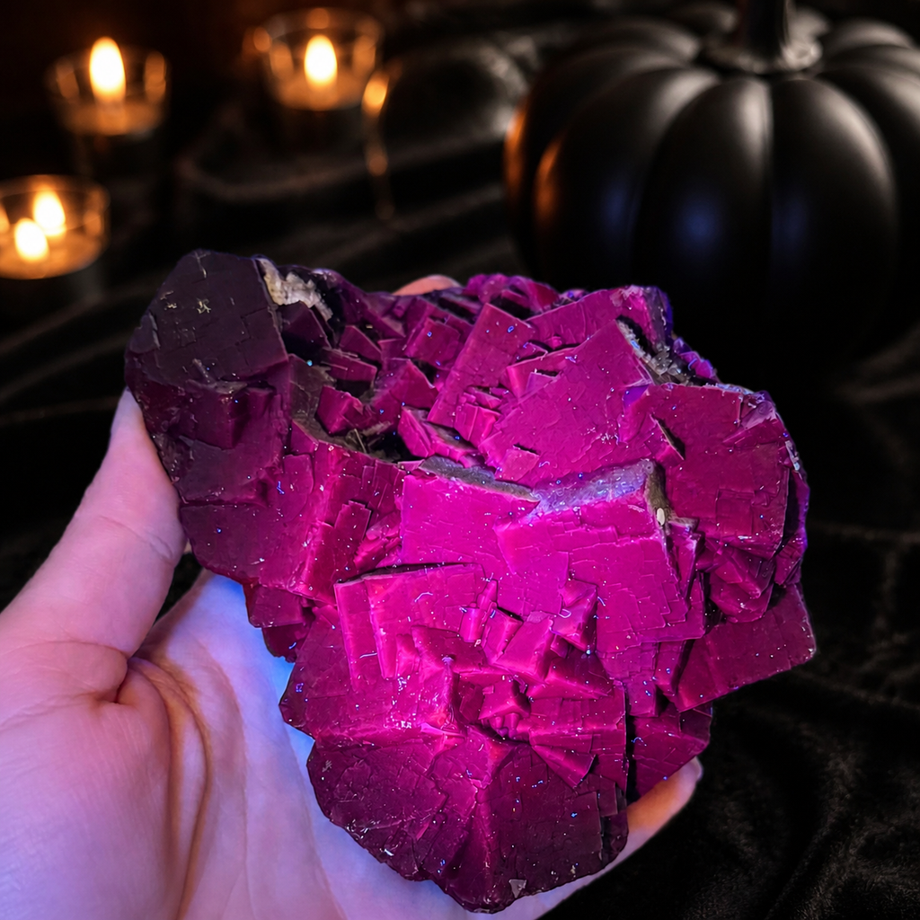 RARE Black Rose Fluorite Specimens, Fluoresce Red or Pink
