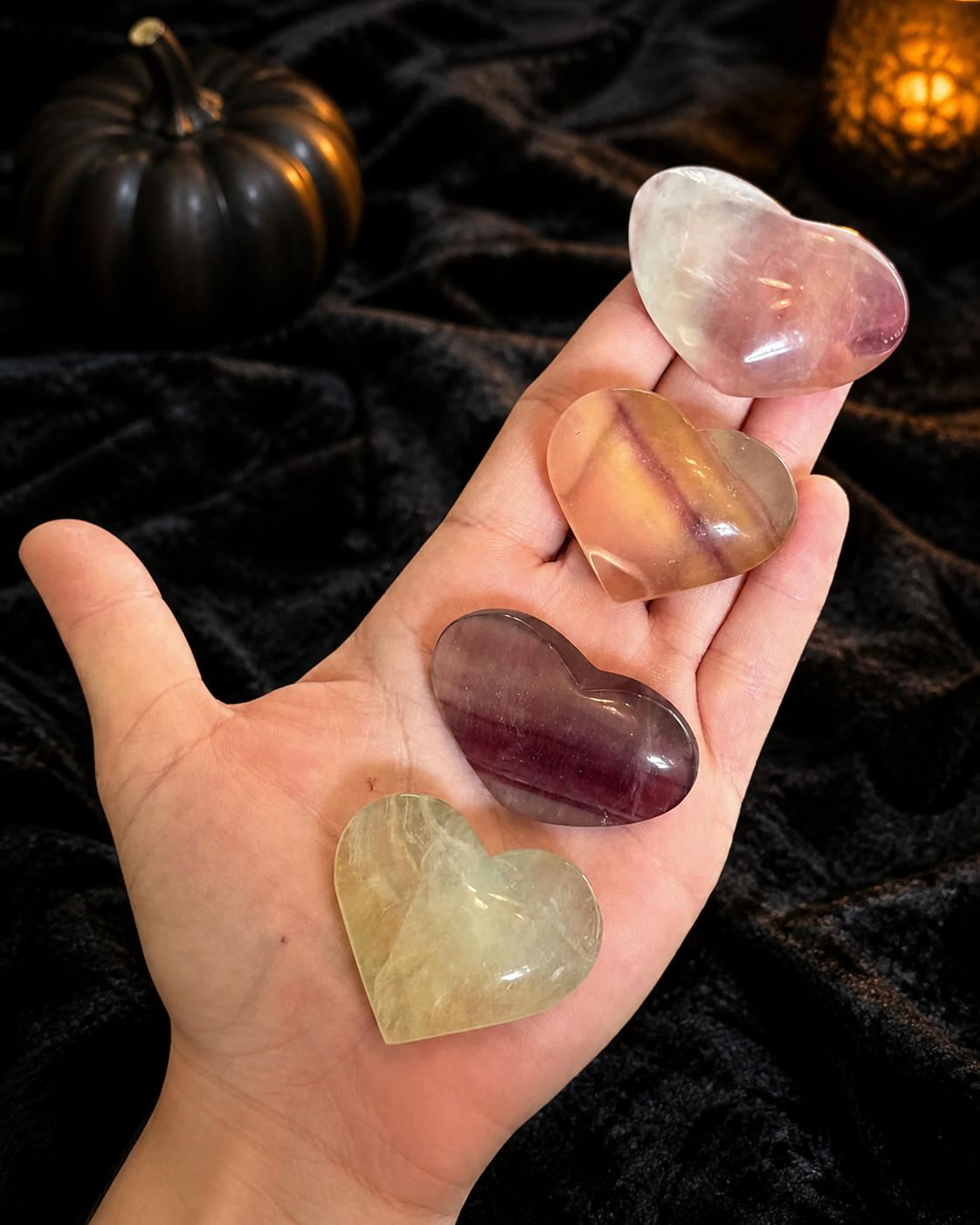 CANDY Fluorite Hearts, Ethically sourced Crystal Hearts