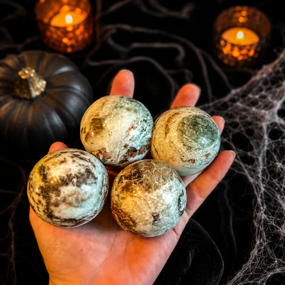 Vesuvianite and Garnet Crystal Spheres, ethically sourced