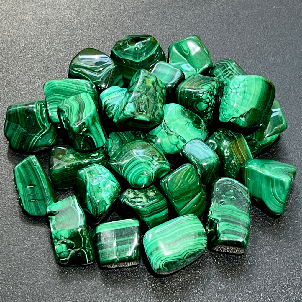 Malachite Tumbled/Polished Natural Gemstones (3 stones)