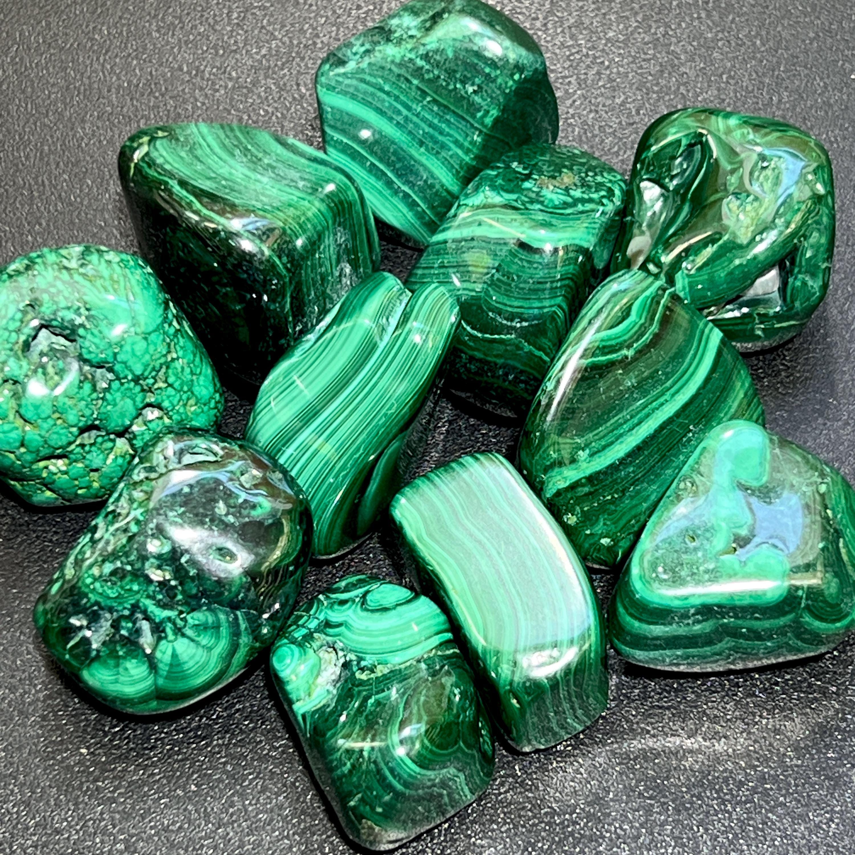 Malachite Tumbled Stones (Large Extra Quality Premium)
