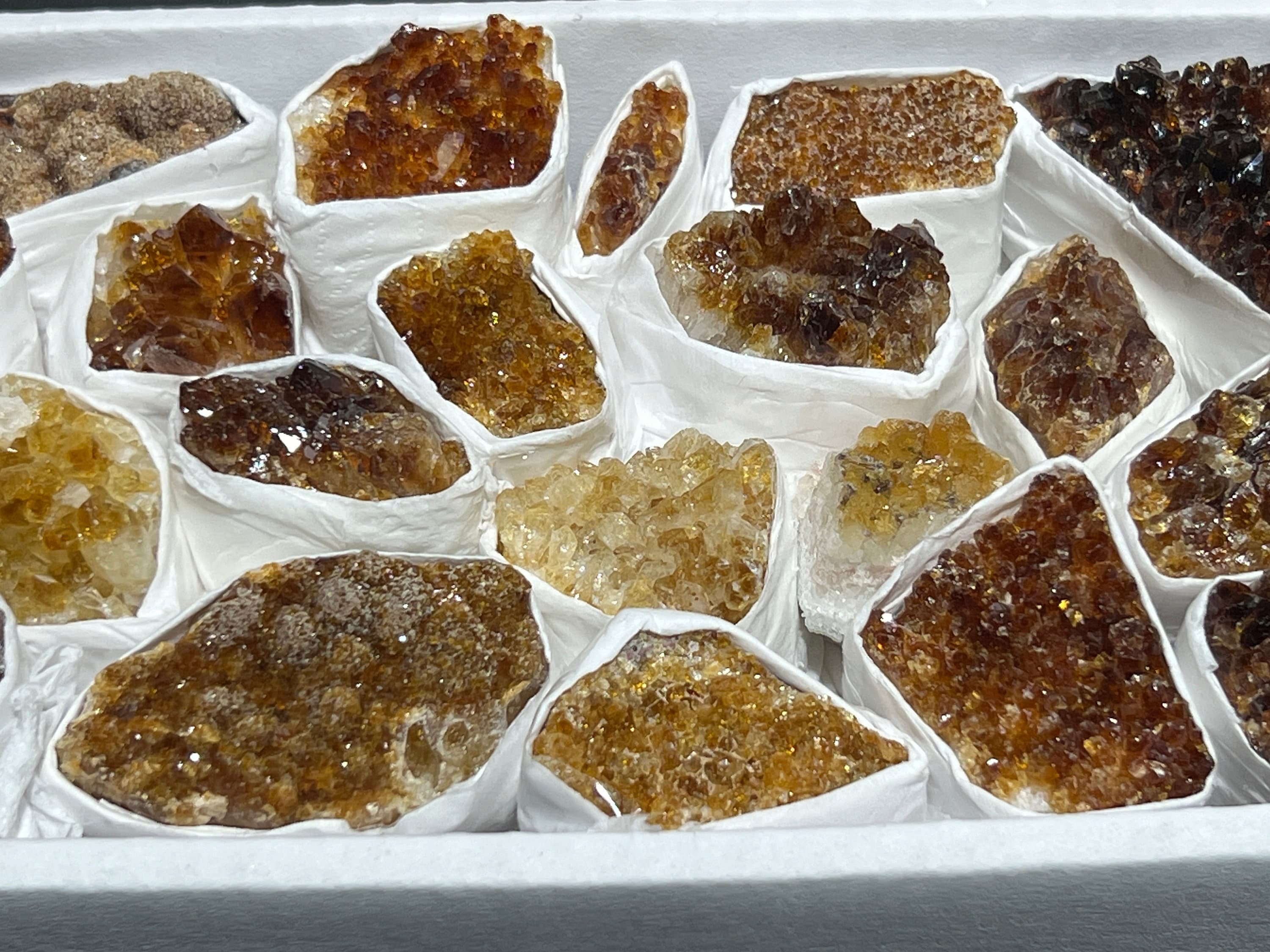 Citrine Druzy Crystal Cluster Box Flat