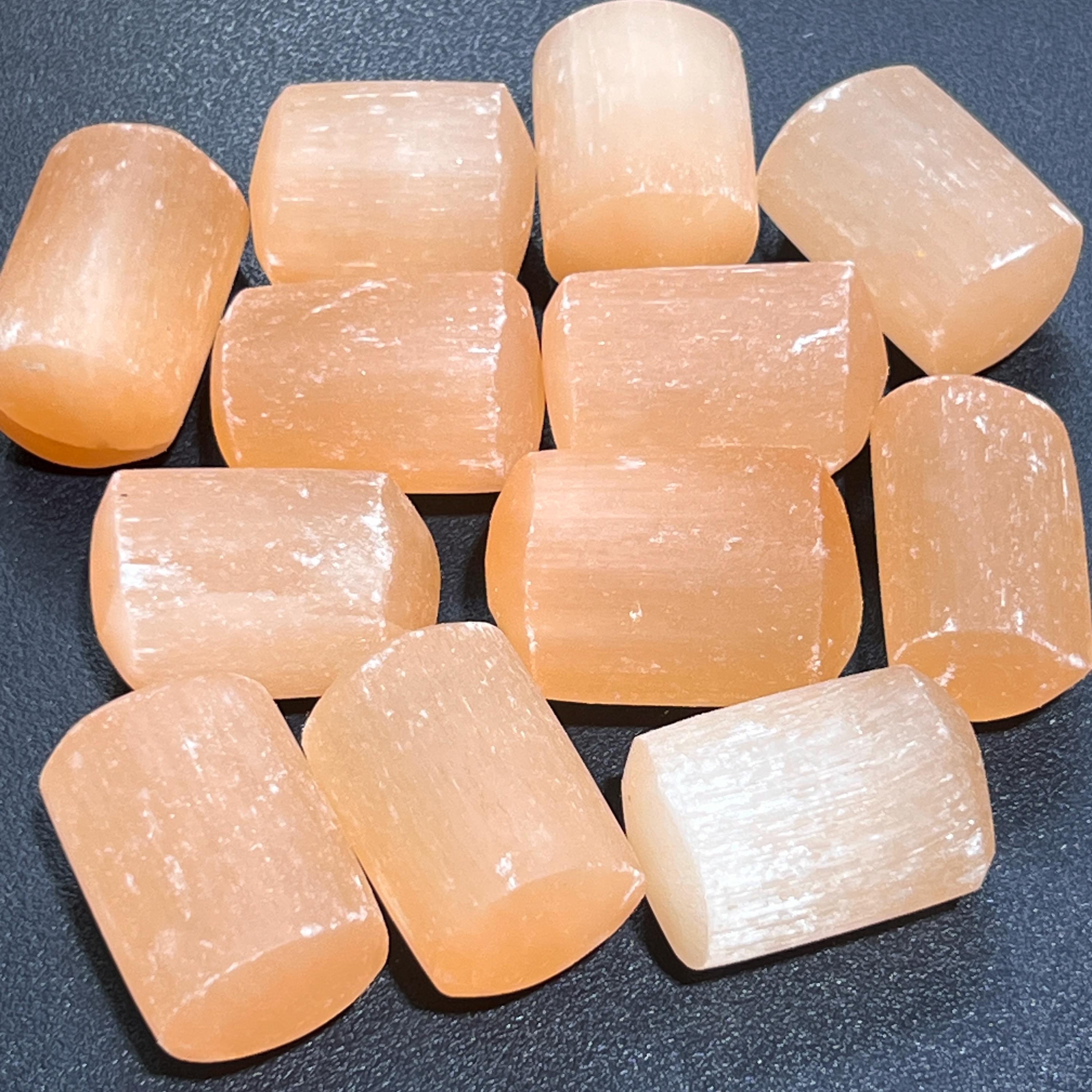 Orange Red Selenite Crystal Tumbled Stones