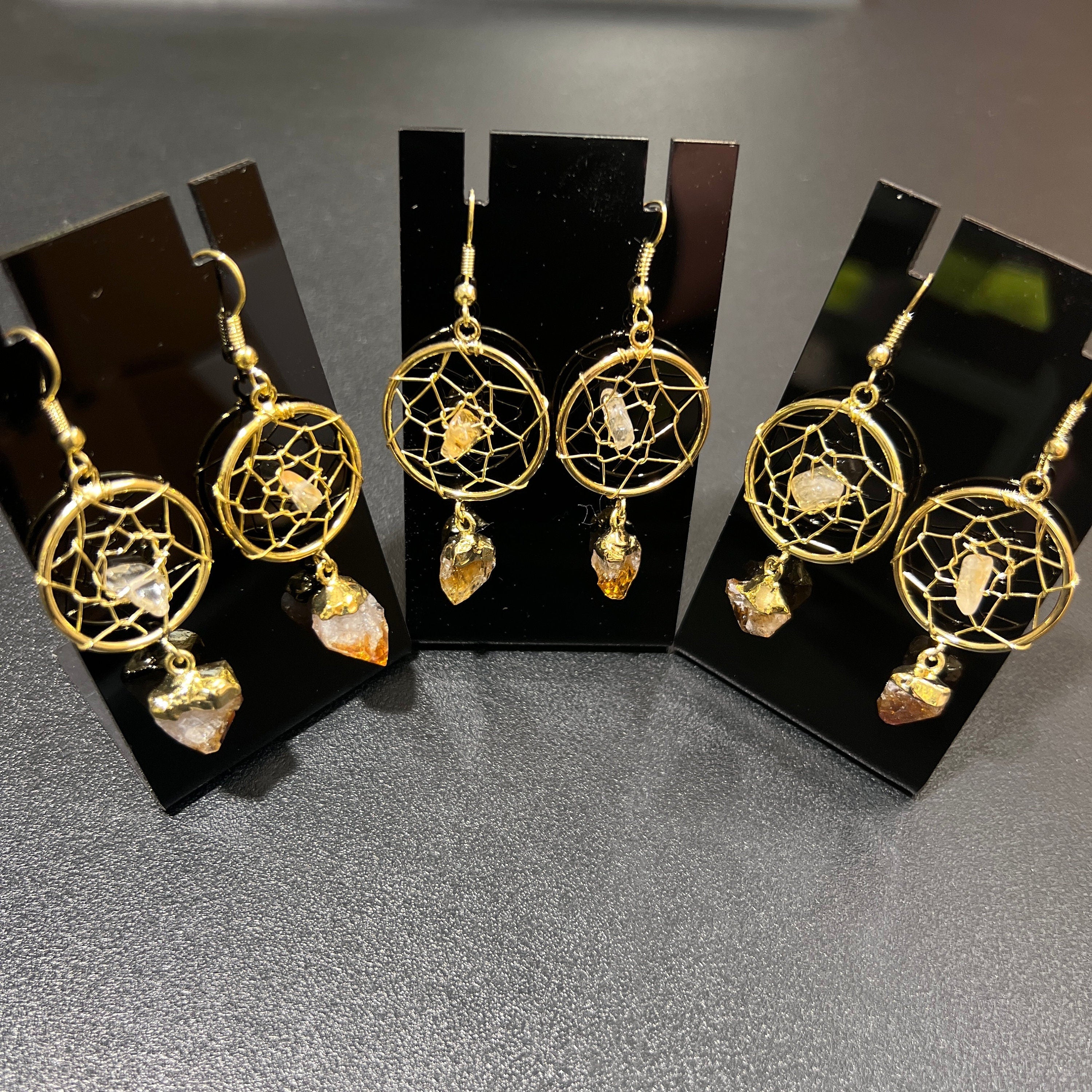 Citrine Crystal DreamCatcher Earrings Pair