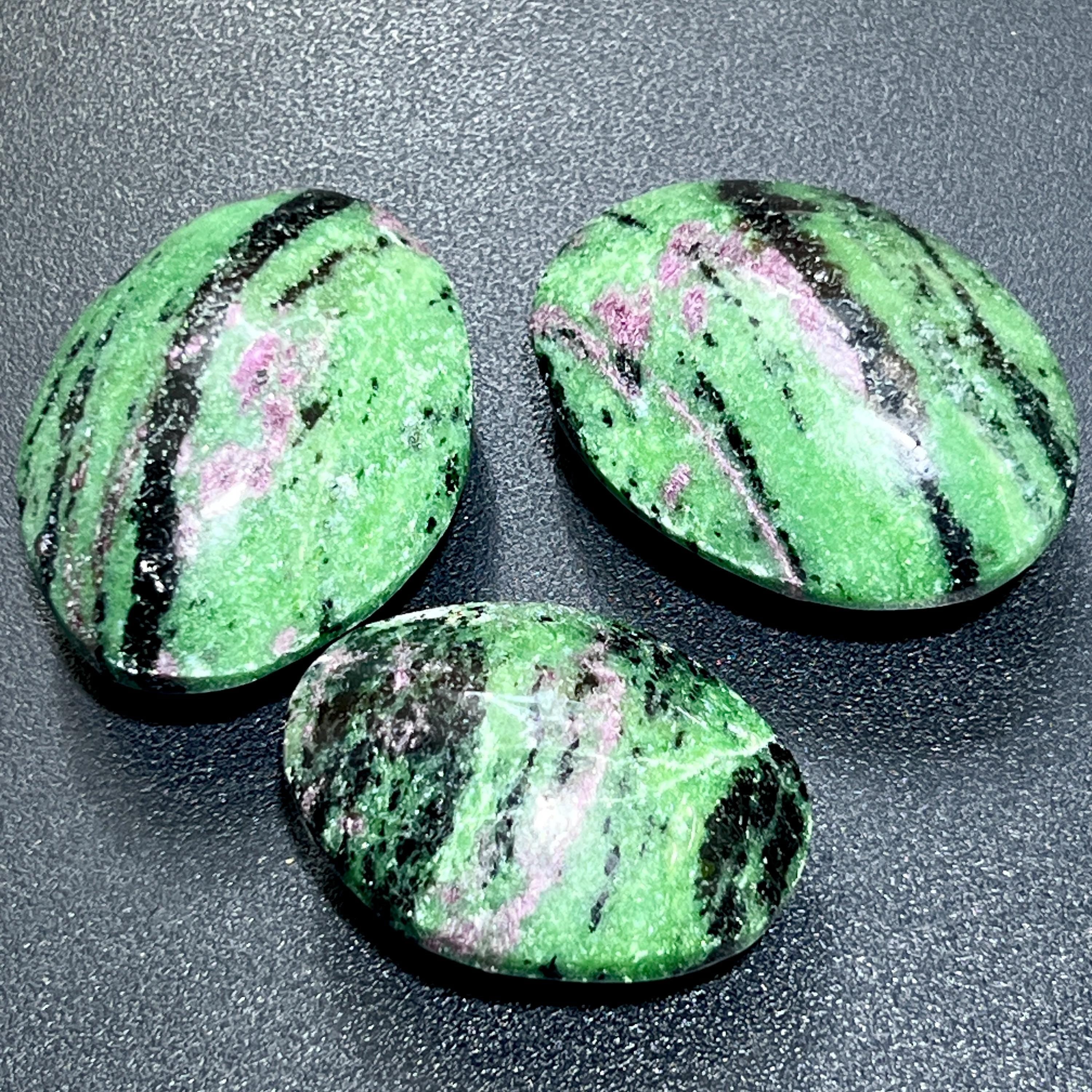 Ruby Zoisite Anyolite Crystal Palm Stones (UV Reactive)