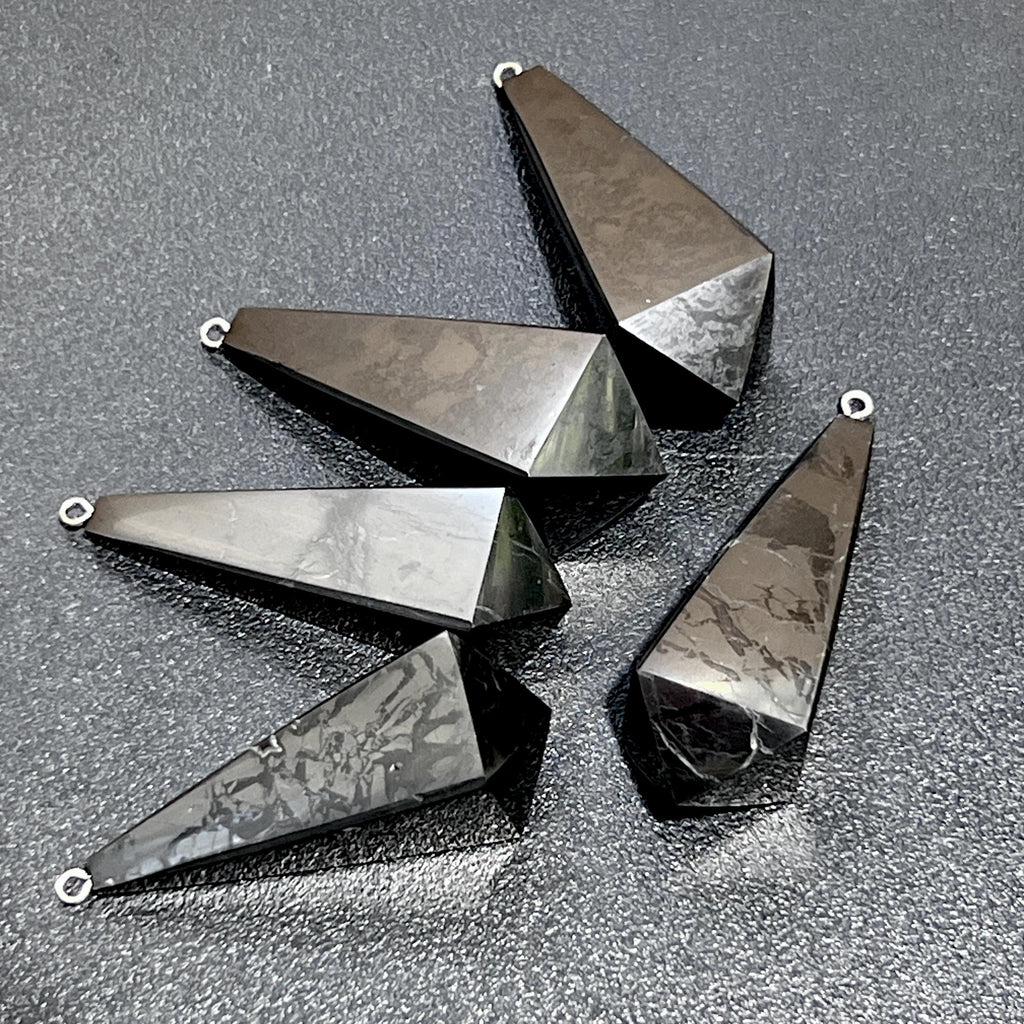 Black Shungite Pendulum Crystal Point Pendant