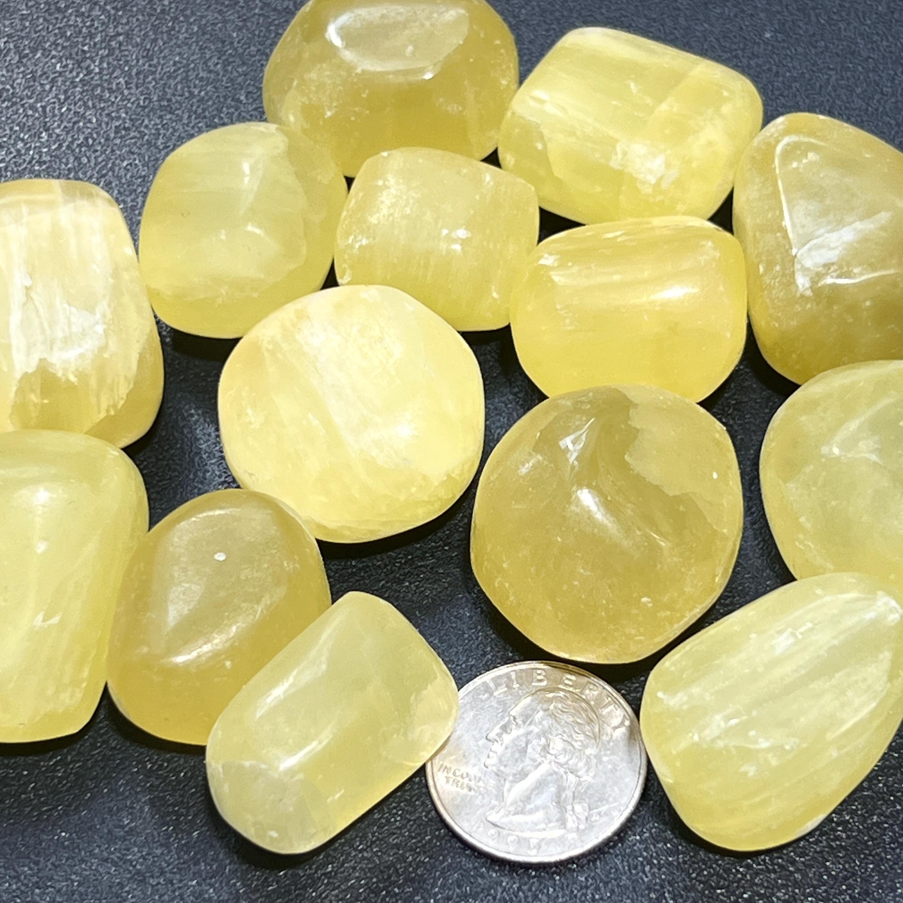 Lemon Yellow Calcite Tumbled Stones