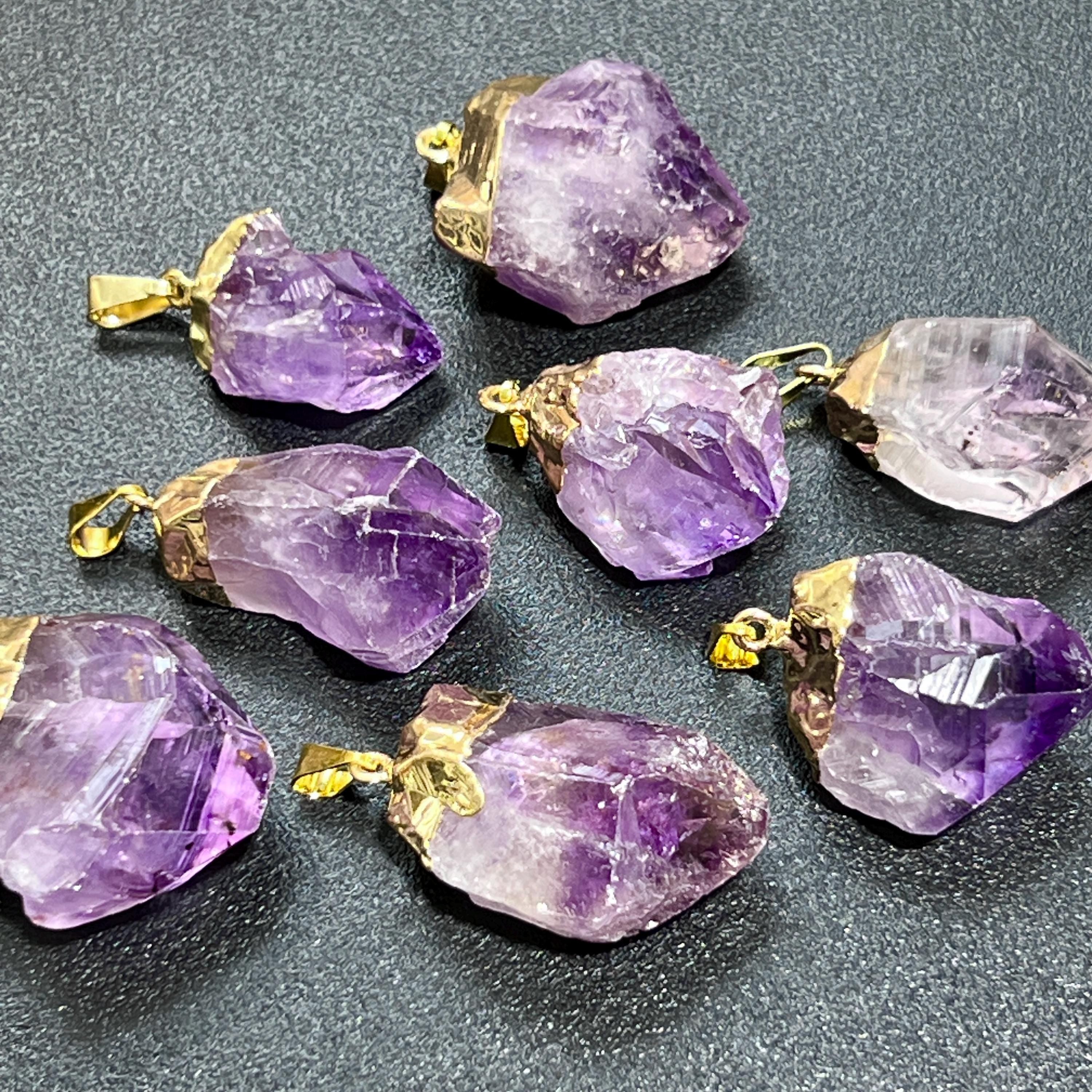 Raw Amethyst Crystal Point Pendant