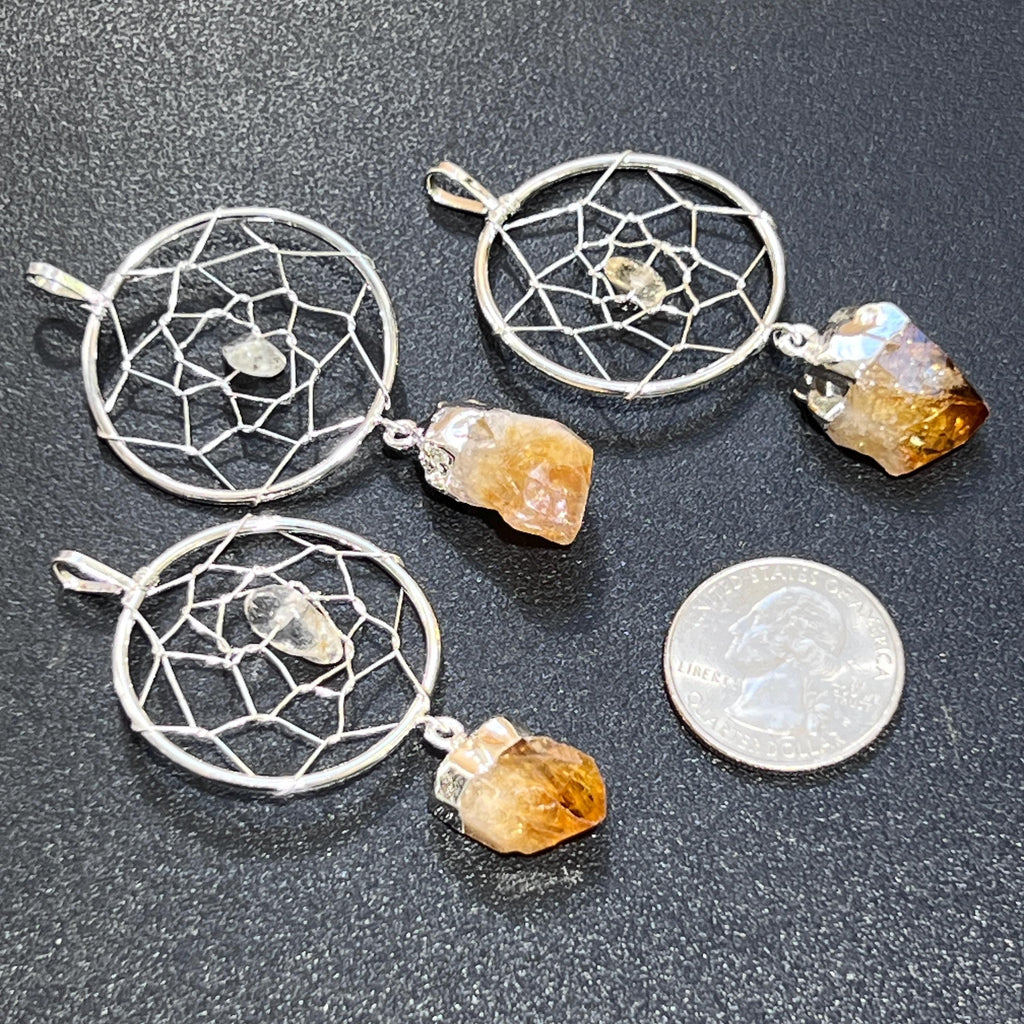 Citrine Crystal Dreamcatcher Pendant