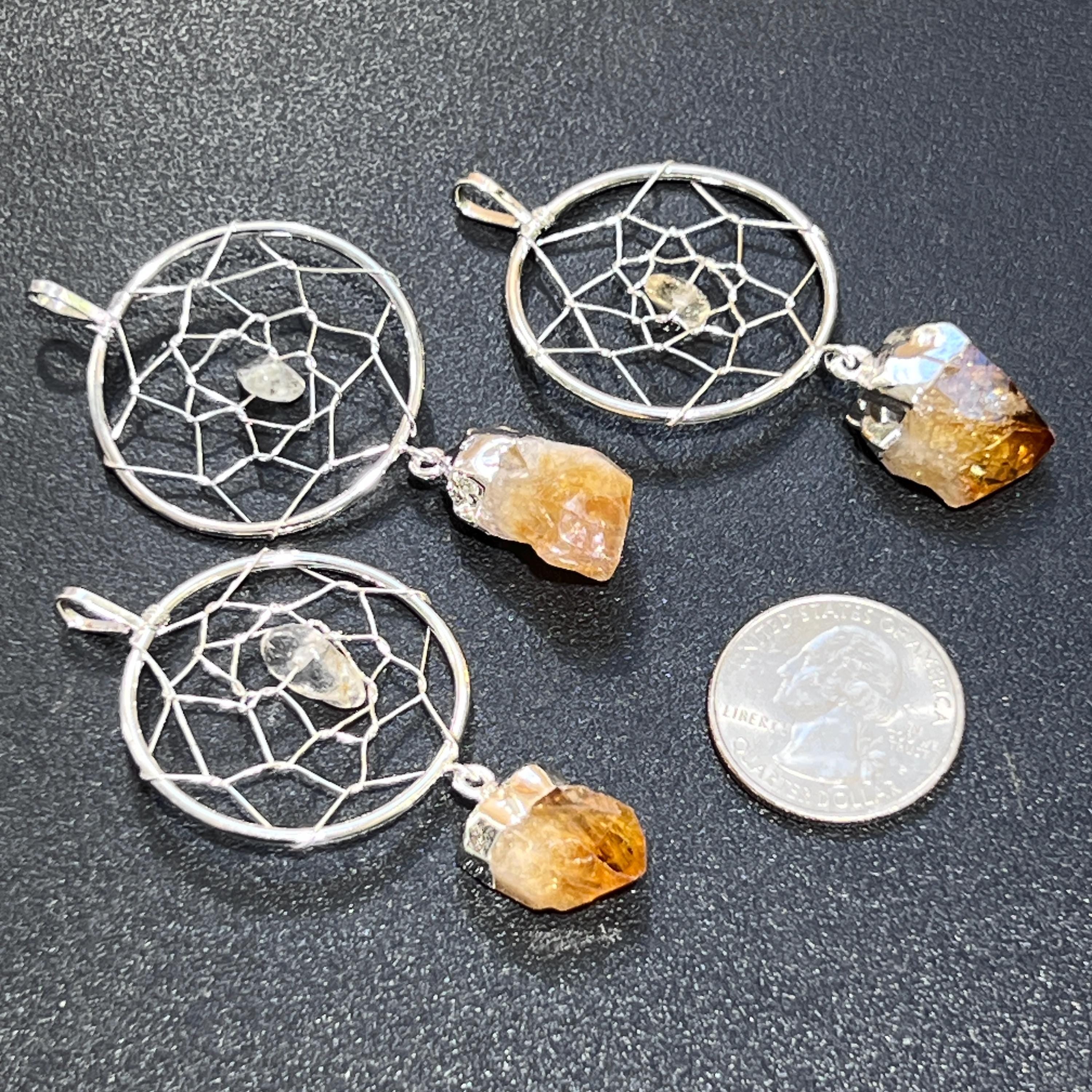 Citrine Crystal Dreamcatcher Pendant