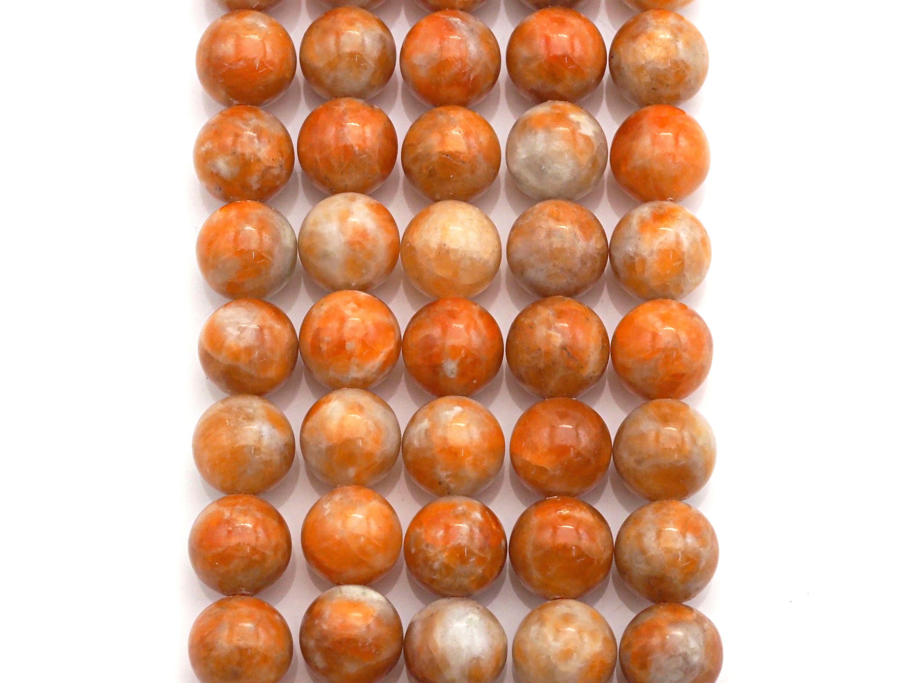 Natural Orange Calcite, 10mm Round Smooth, Natural Calcite Beads, 15.5" Full Strand, Sku#U616