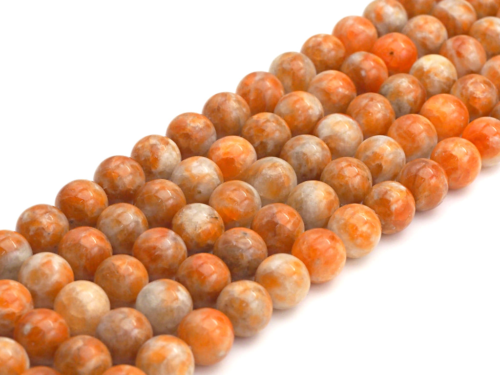 Natural Orange Calcite, 10mm Round Smooth, Natural Calcite Beads, 15.5" Full Strand, Sku#U616