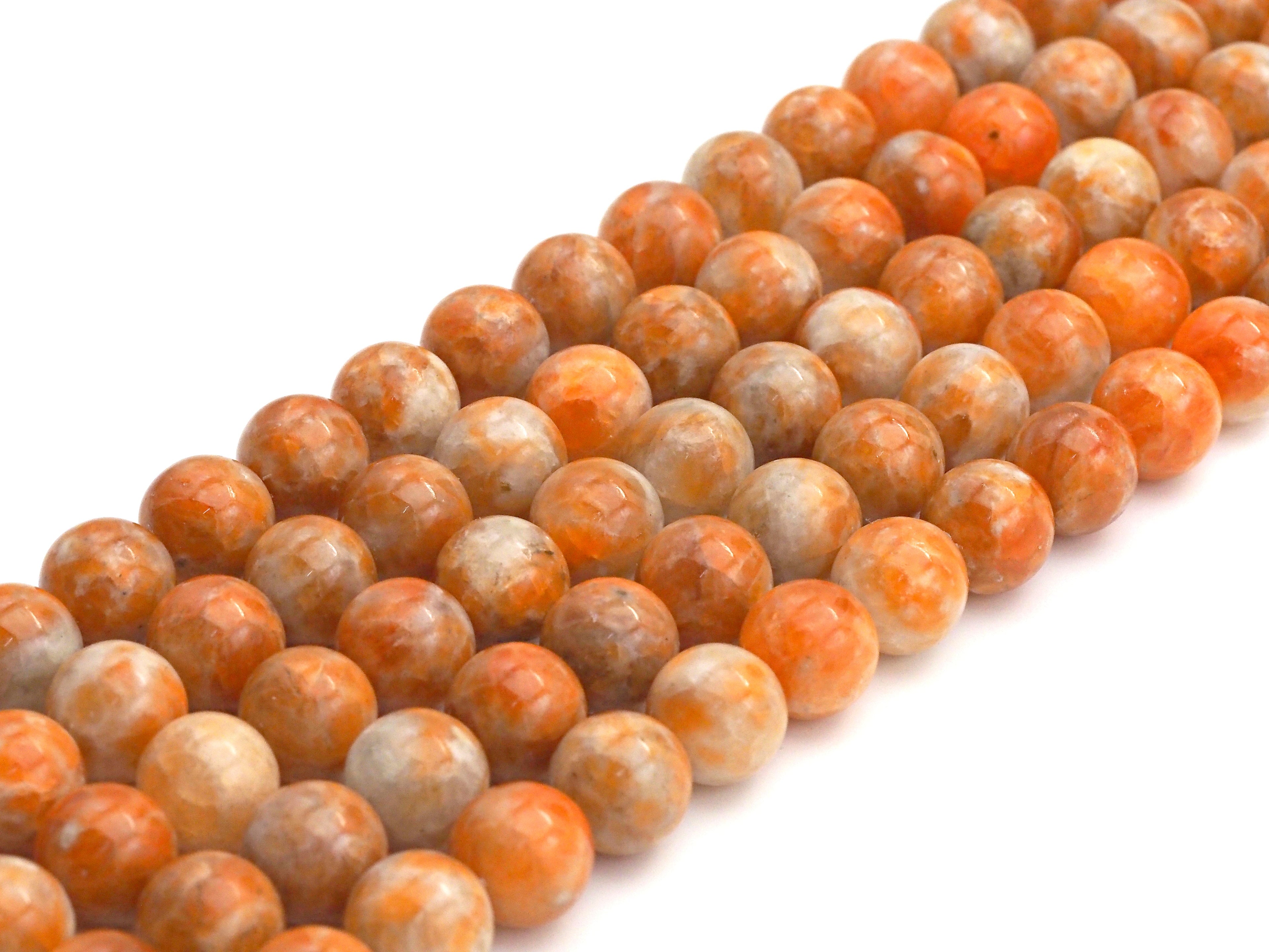 Natural Orange Calcite, 10mm Round Smooth, Natural Calcite Beads, 15.5" Full Strand, Sku#U616