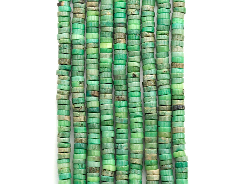 Natural Green Opal Heshi Gemstone Beads, Beads size 4x1.5mm, Green Opal Beads, 15.5" Full Strands, sku#U621