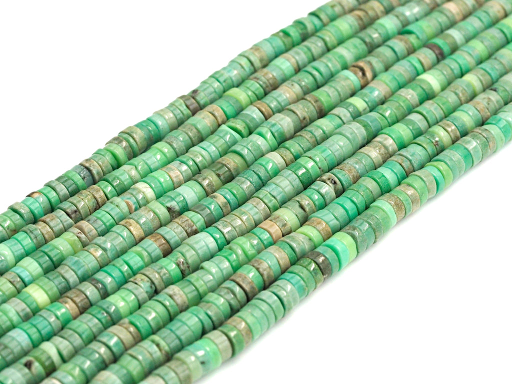 Natural Green Opal Heshi Gemstone Beads, Beads size 4x1.5mm, Green Opal Beads, 15.5" Full Strands, sku#U621