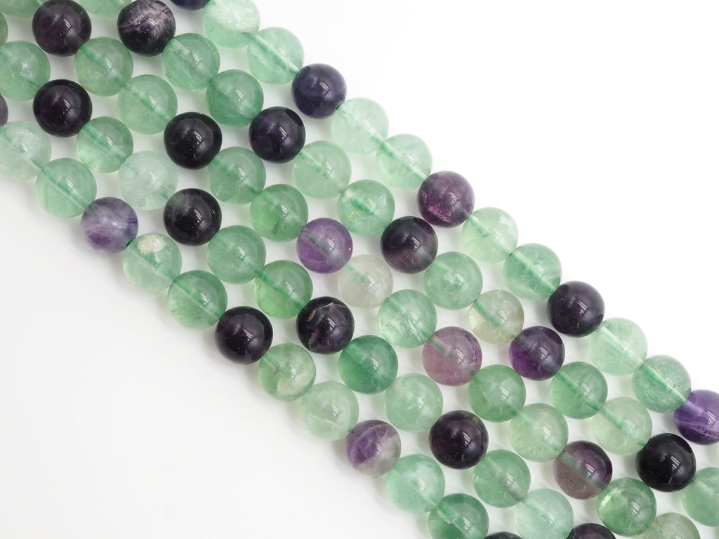 Natural Smooth Round Fluorite beads, 6mm/8mm/10mm/12mm Natural Green Purple Gemstone beads, Round Fluorite Beads, 15.5inch strand, SKU#U244