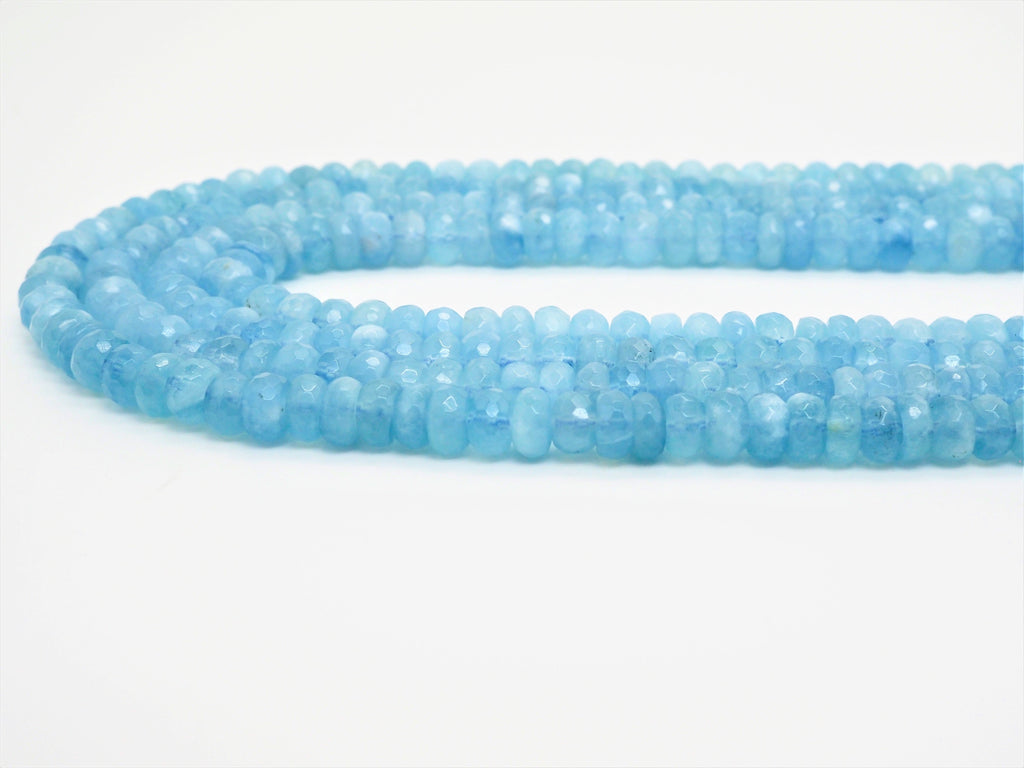 High Quality Aquamarine Heishi Rondelle Faceted Beads,4x7/5x8mm/6x9mm/6x10/6x11mm Natural Aquamarine Beads, 15inches,SKU#U322