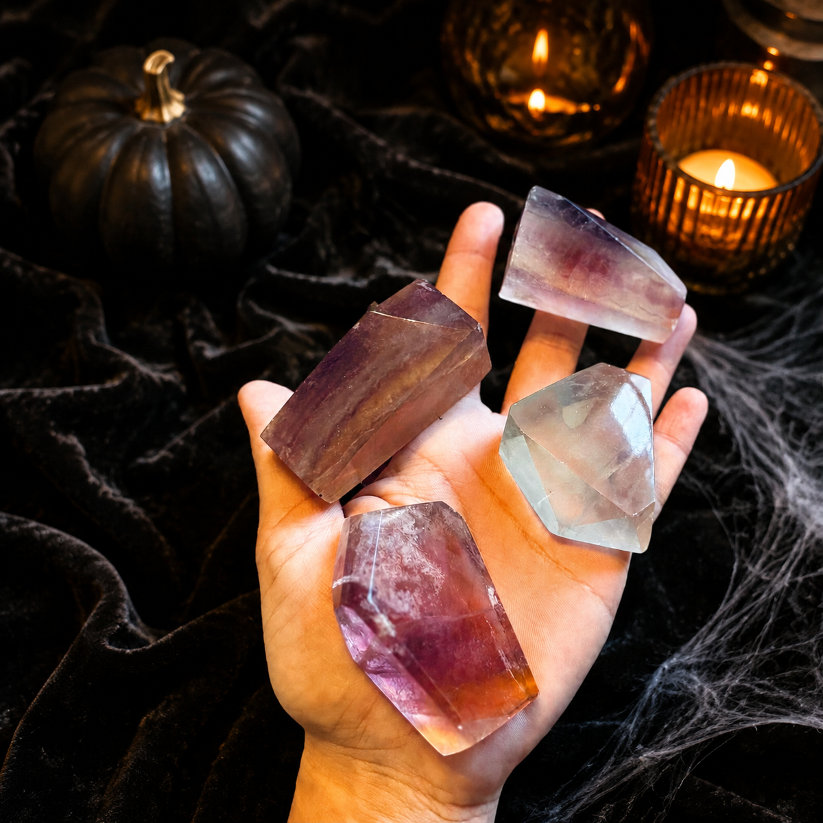 CANDY Fluorite Shapes, Polished Fluorite Freeforms, Fluorescent Crystals