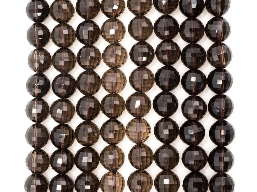 High Quality Natural Watermelon Cut Faceted Smoky Quartz beads, 8mm/10mm/12mm, Round Brown Quartz Gemstone Beads, 15inch strand, SKU#V13