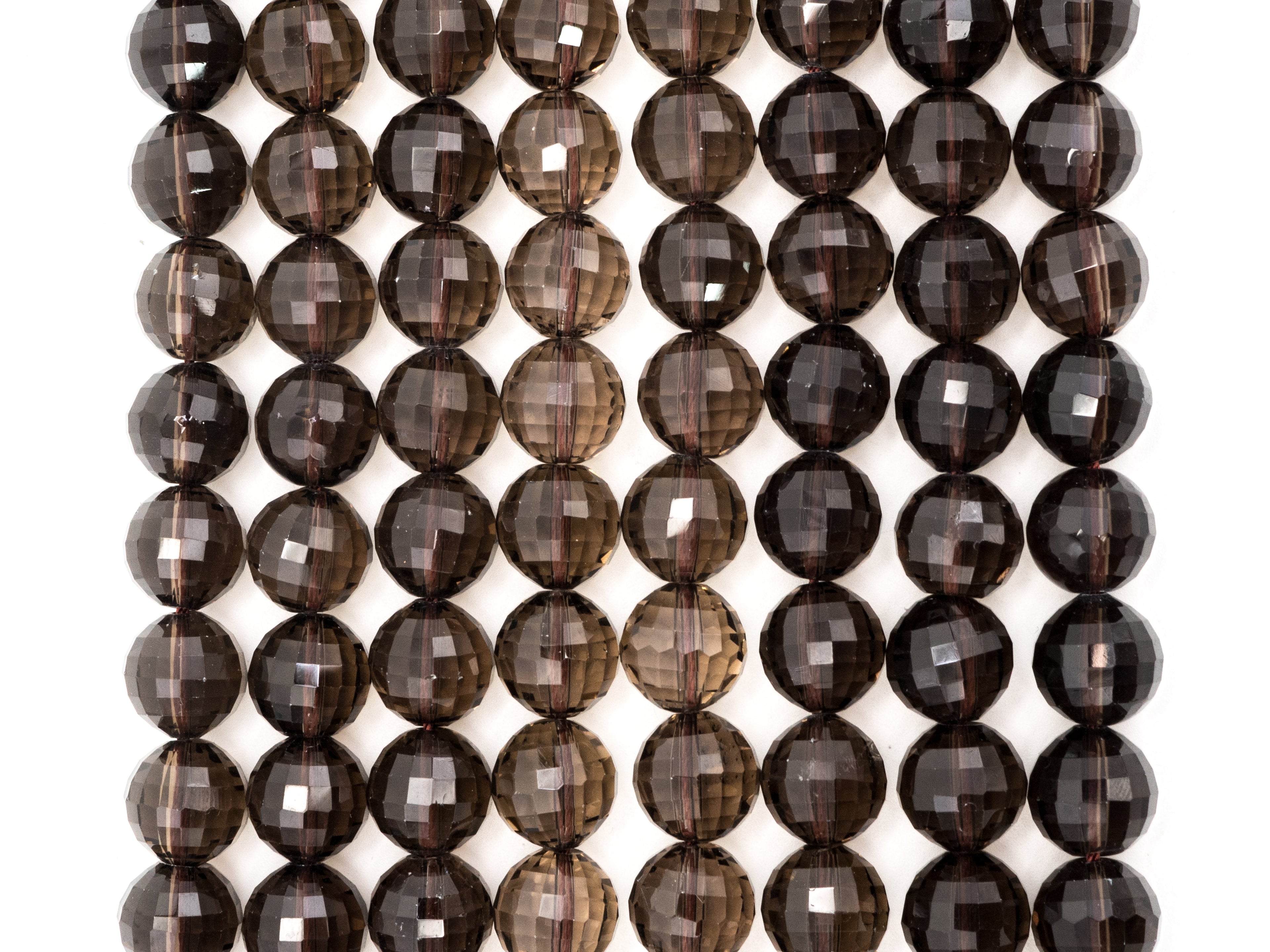 High Quality Natural Watermelon Cut Faceted Smoky Quartz beads, 8mm/10mm/12mm, Round Brown Quartz Gemstone Beads, 15inch strand, SKU#V13