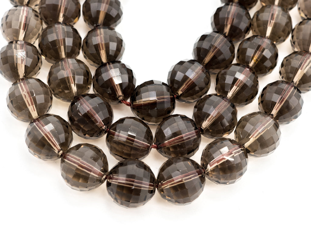 High Quality Natural Watermelon Cut Faceted Smoky Quartz beads, 8mm/10mm/12mm, Round Brown Quartz Gemstone Beads, 15inch strand, SKU#V13