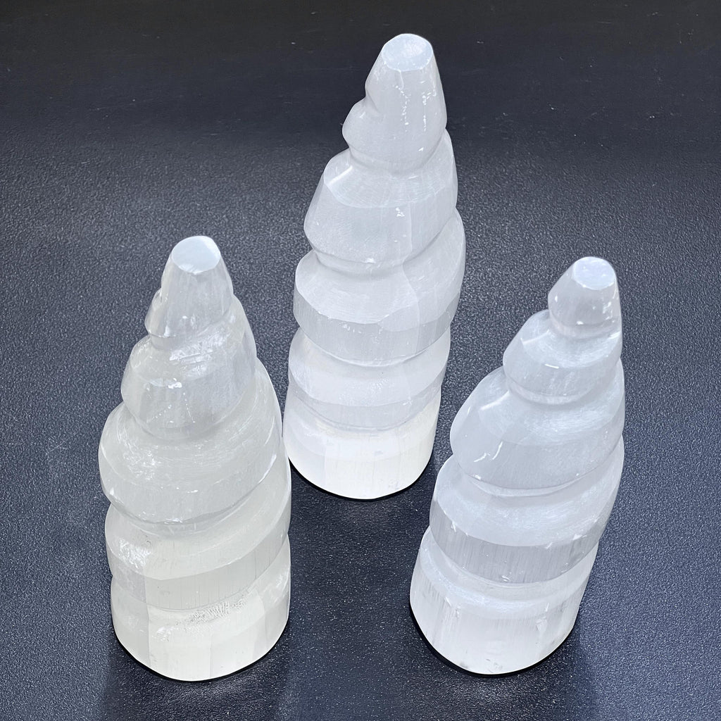 Selenite Crystal Spiral Standing Tower Medium (5-6 Inches)