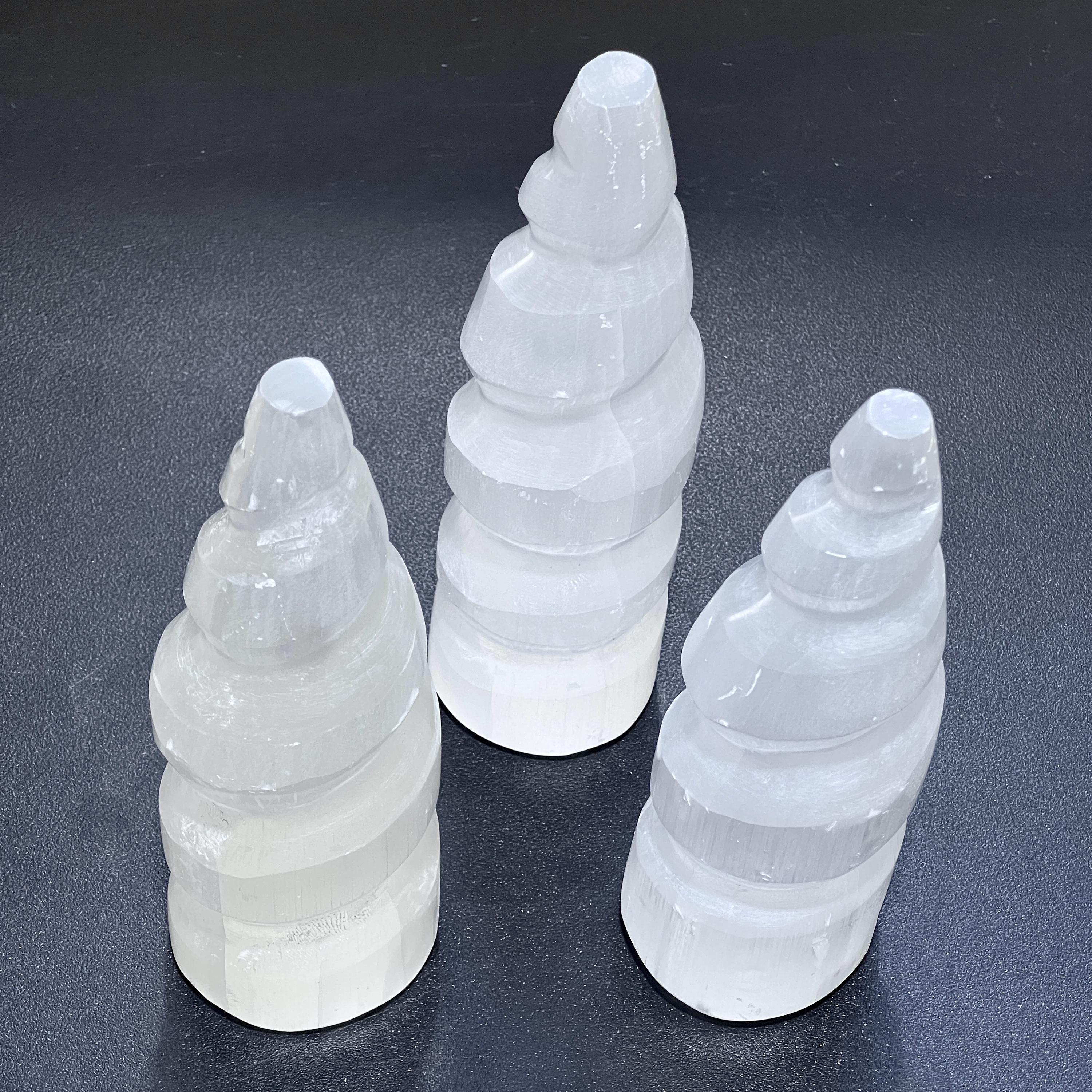 Selenite Crystal Spiral Standing Tower Medium (5-6 Inches)