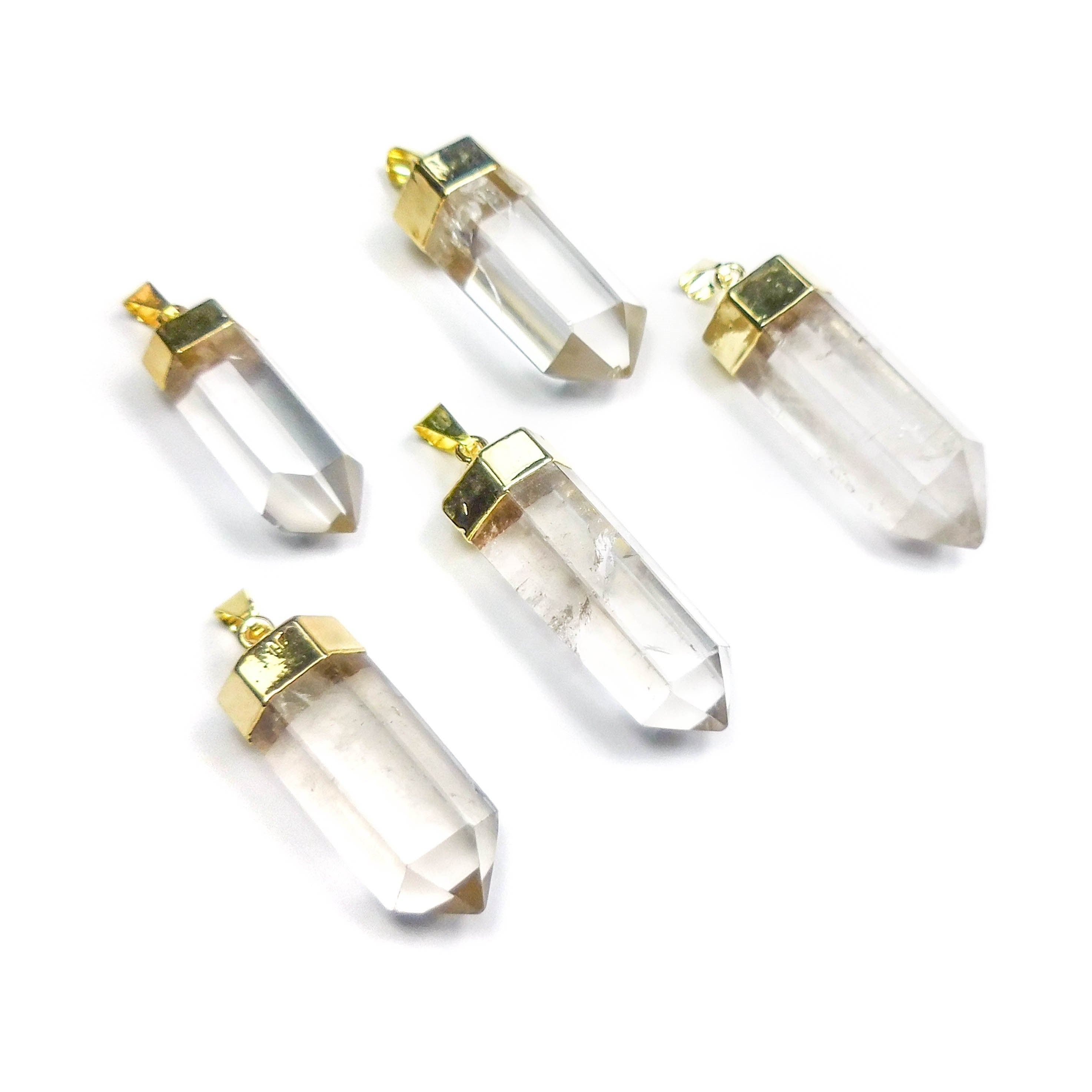 Clear Quartz Crystal Point Pendant (Gold Plated)