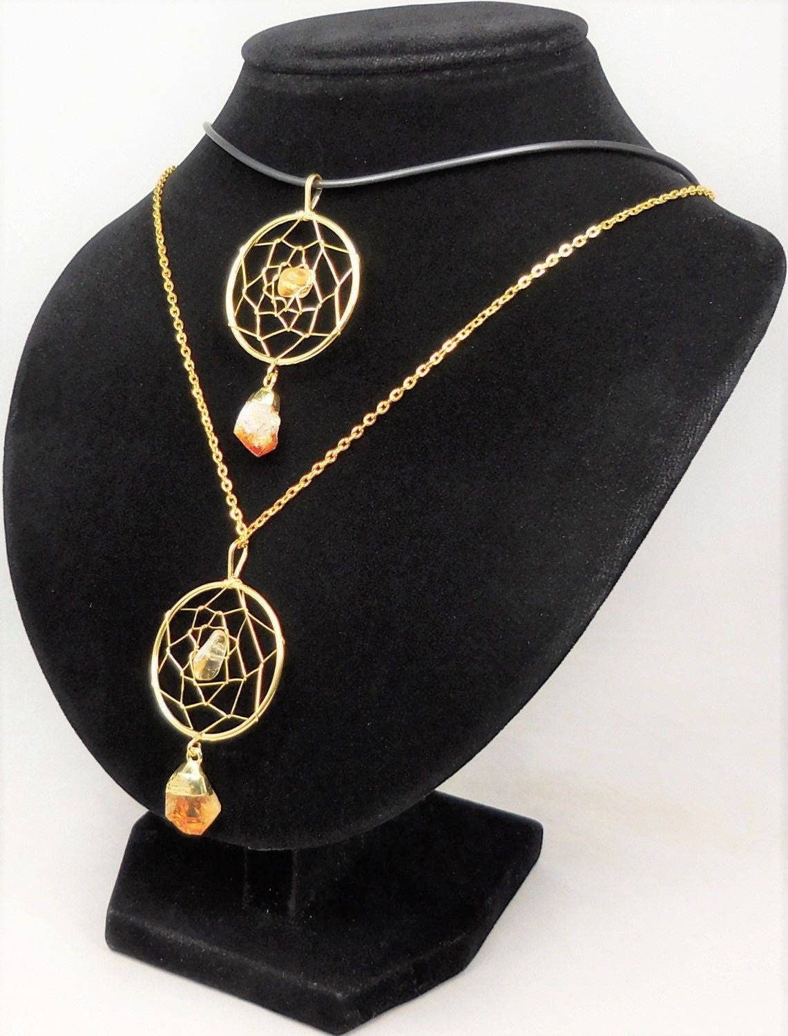 Citrine Crystal Point Dreamcatcher Pendant