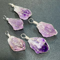 Amethyst Crystal Point Pendant (Silver Plated Wire Wrapped)