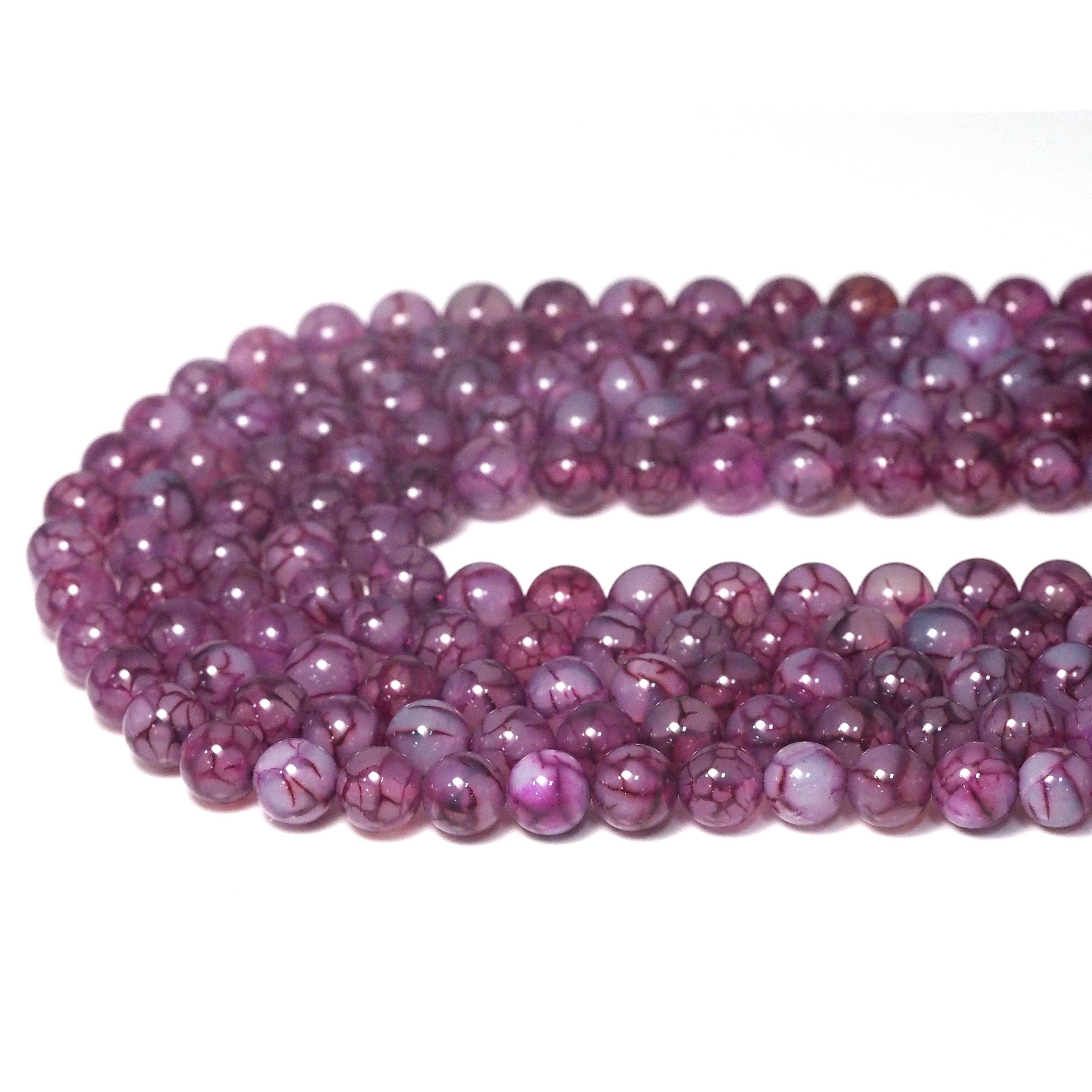 Natural Red Dragon Vein Agate Round Smooth Beads, Sku#U1766