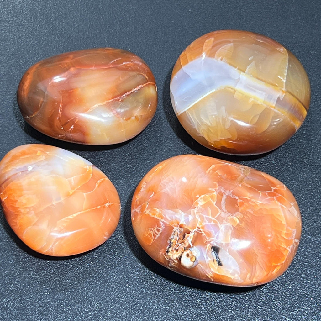 Red Carnelian Agate Crystal Palm Stone