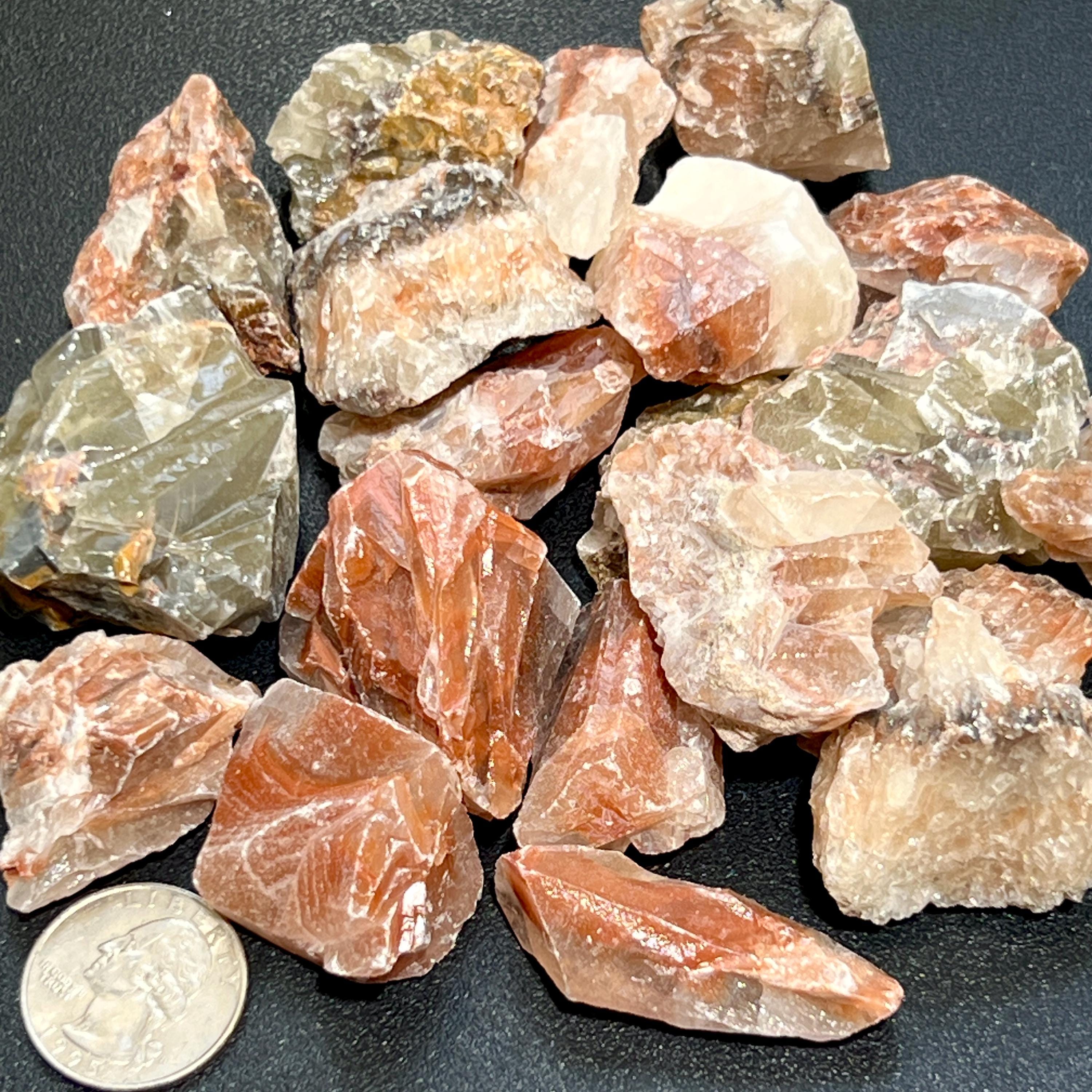 Mixed Color Red Green Calcite Raw Crystal Stones