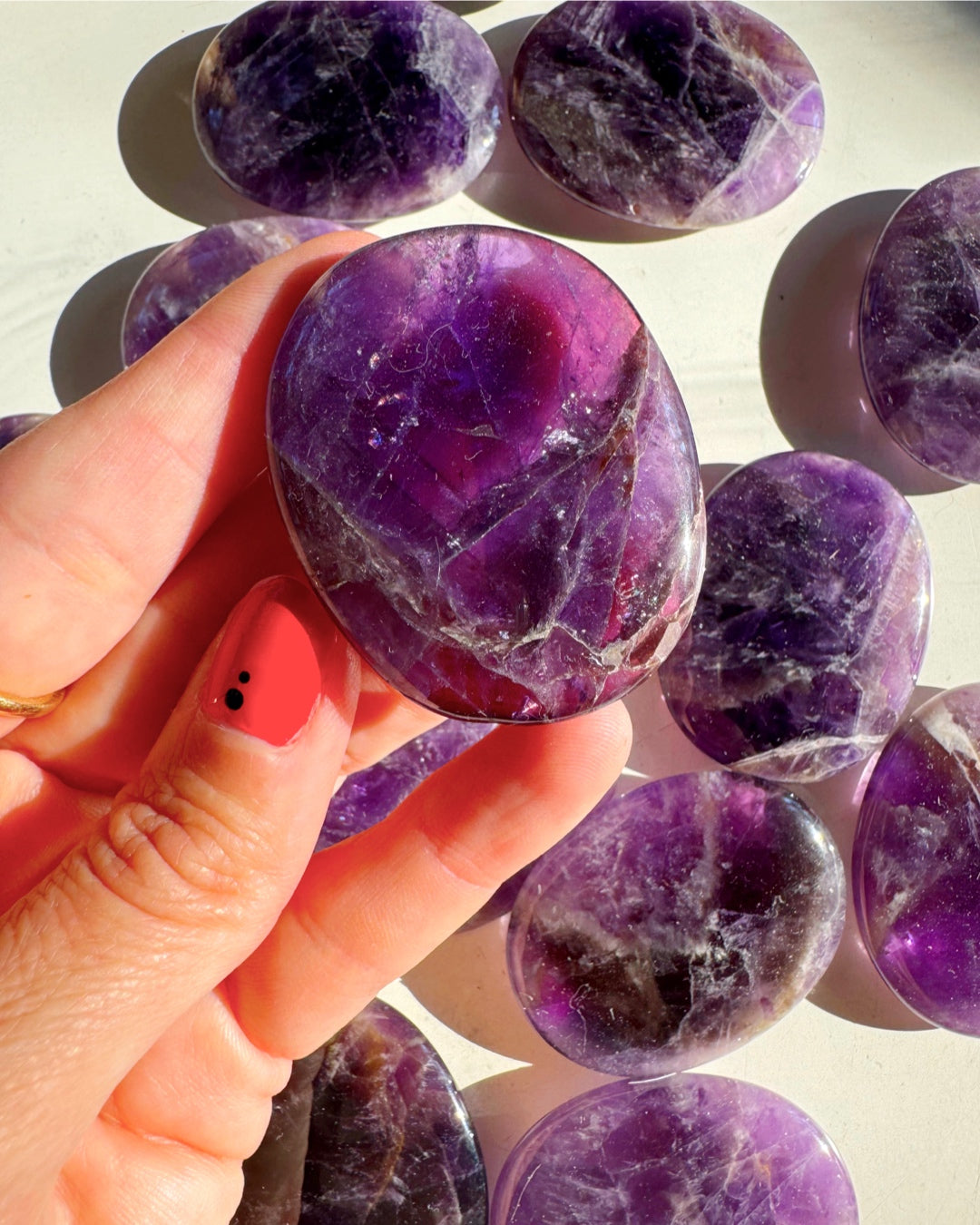 Amethyst Flat Palm Stones