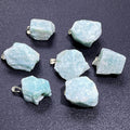 Amazonite Raw Crystal Pendant (Silver Plated Bail)