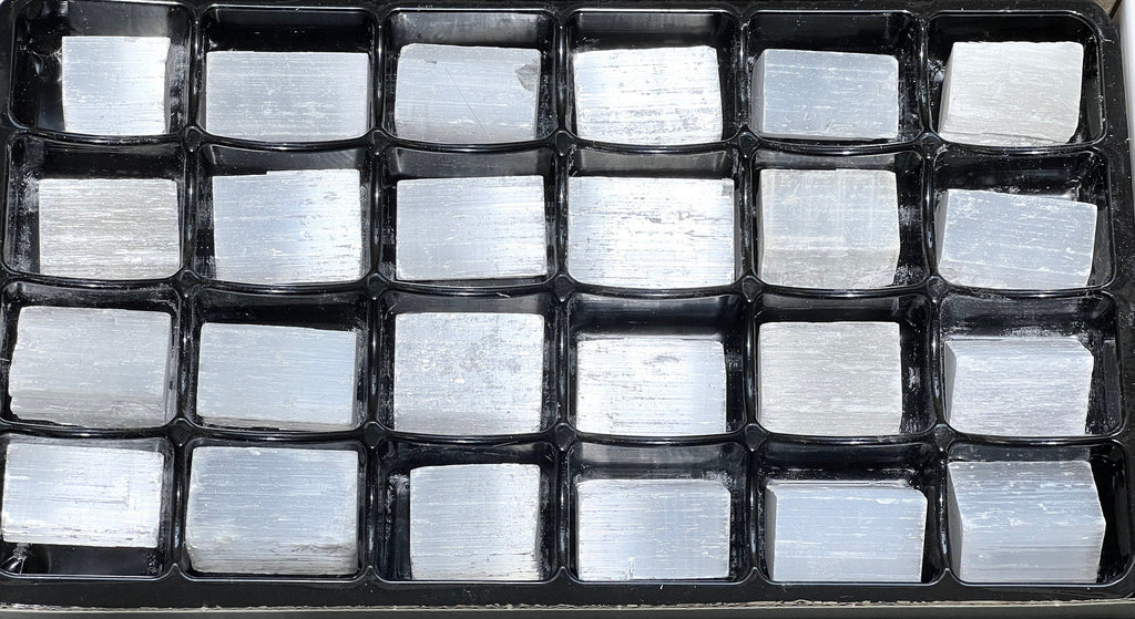 Selenite Raw Crystals (24 Pc) Assorted Box Flat