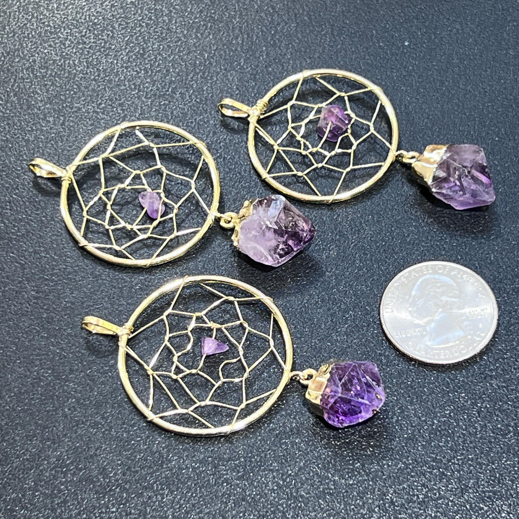 Amethyst Crystal Dreamcatcher Pendant