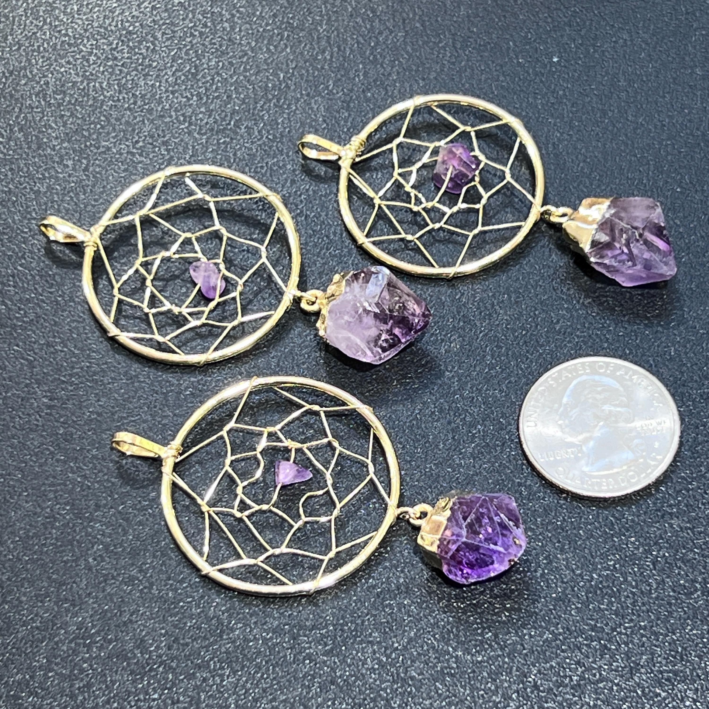 Amethyst Crystal Dreamcatcher Pendant