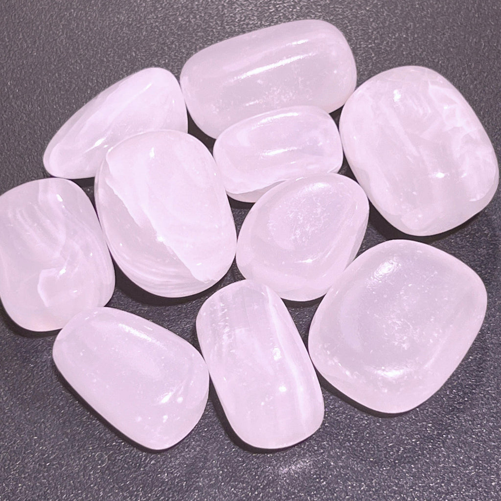 Pink Mangano Calcite Tumbled Stones (UV Reactive, Extra Quality)