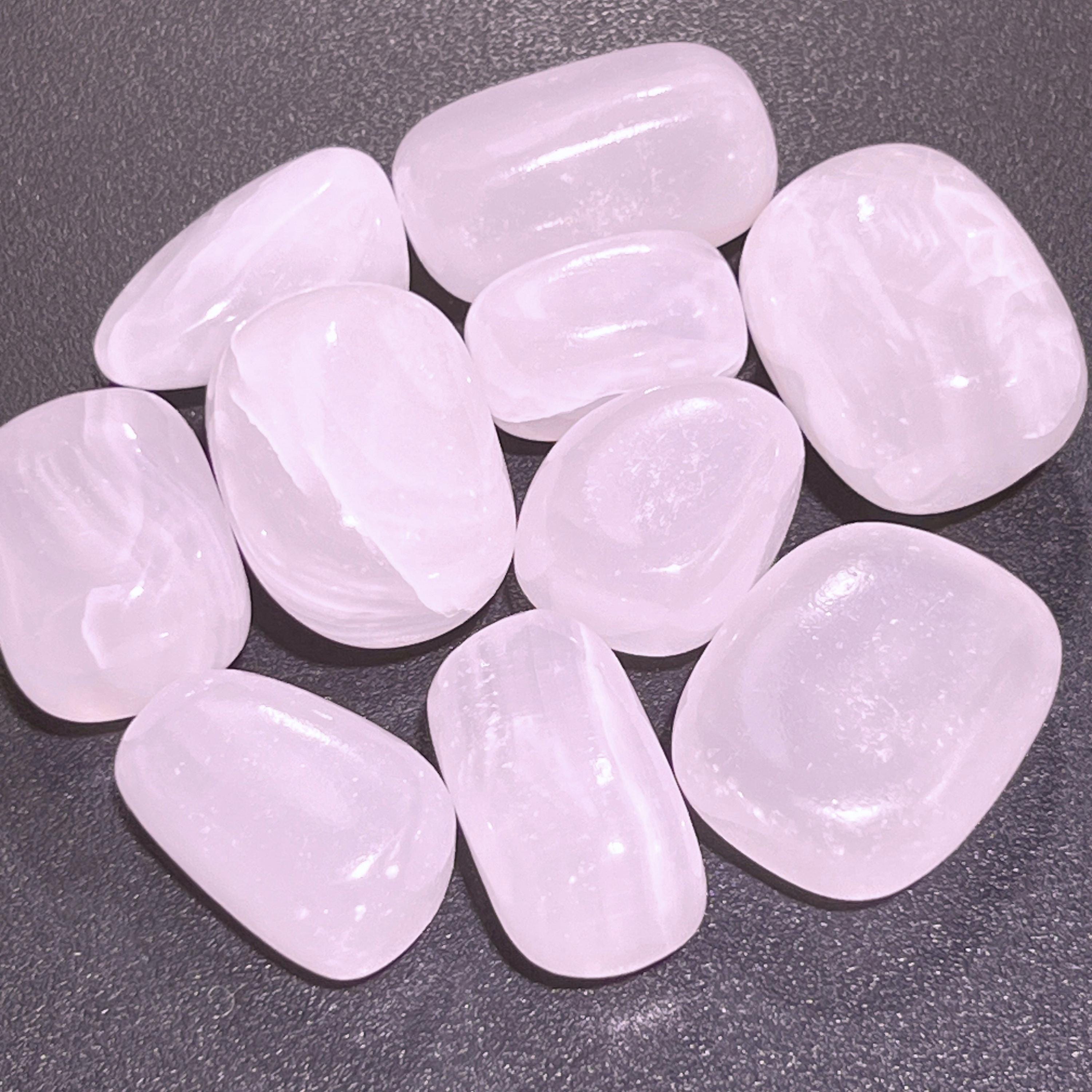 Pink Mangano Calcite Tumbled Stones (UV Reactive, Extra Quality)