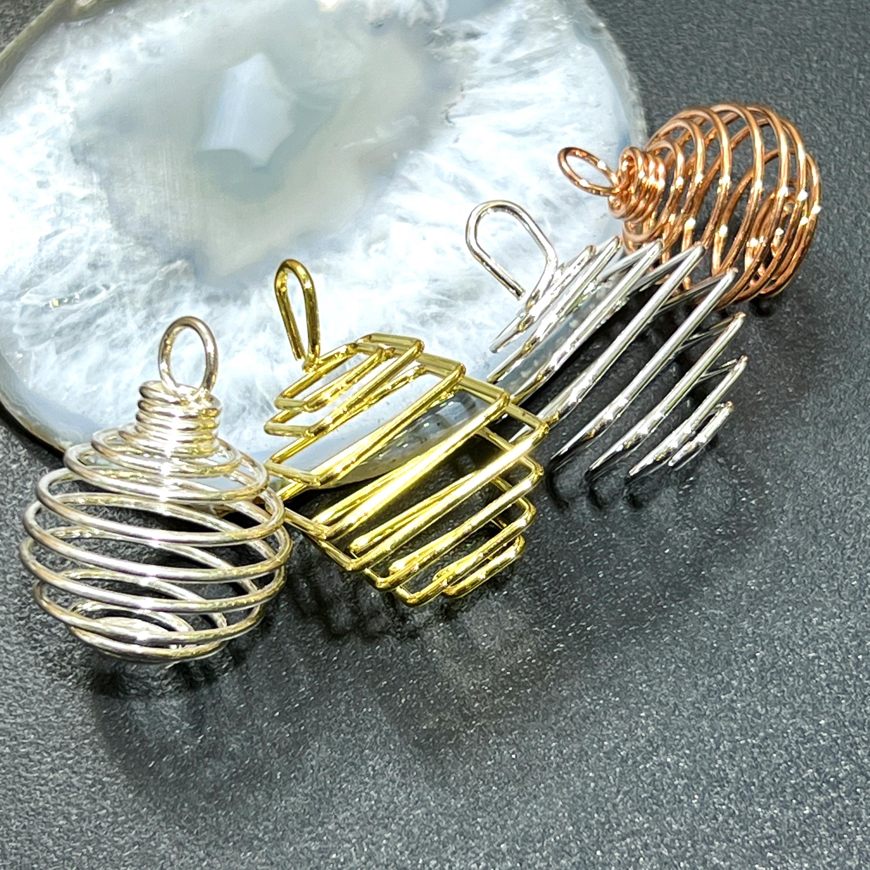 Spiral Cage Crystal Gem Holder Pendants