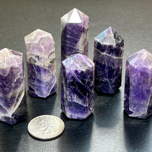 Banded Purple Amethyst Crystal Point Tower