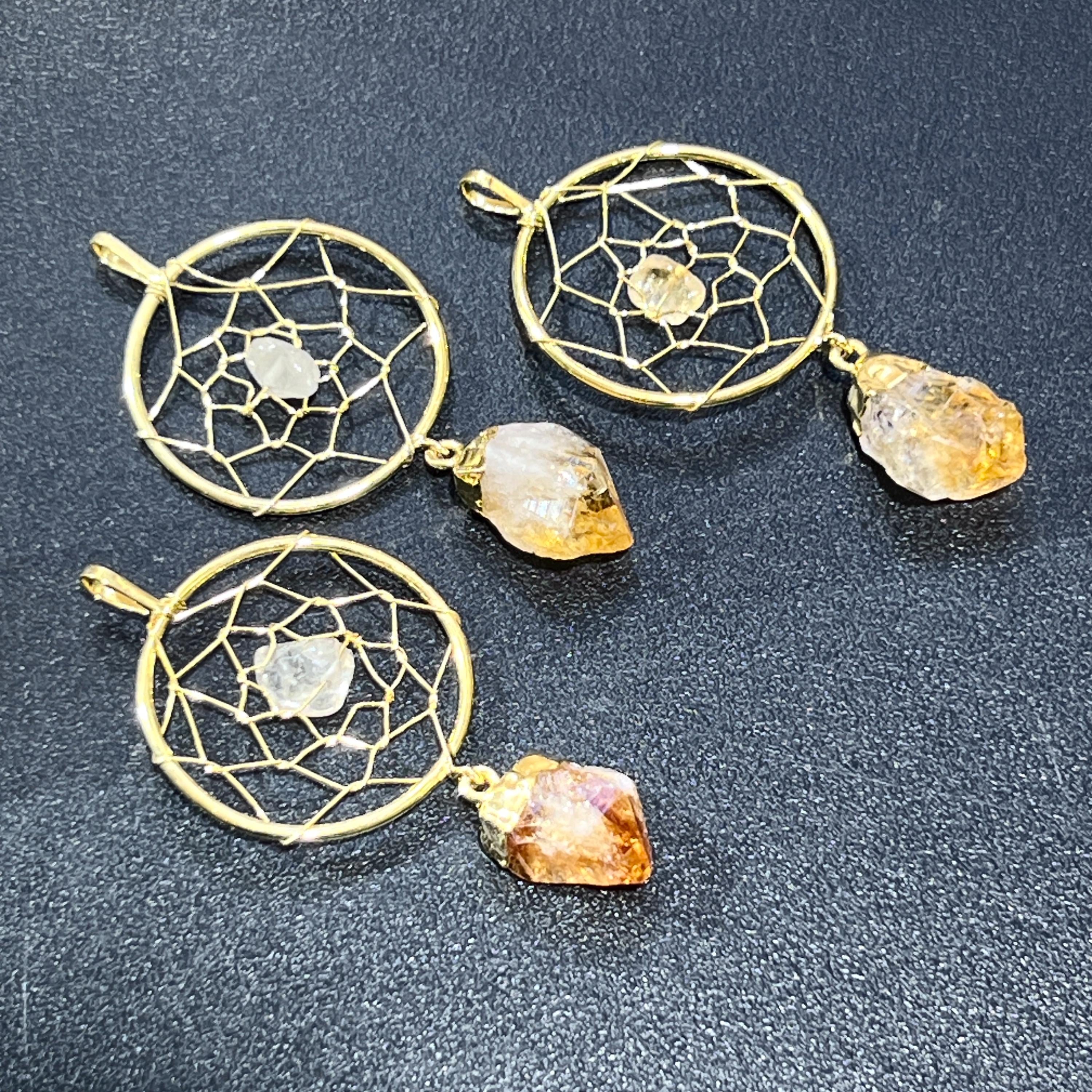 Citrine Crystal Point Dreamcatcher Pendant
