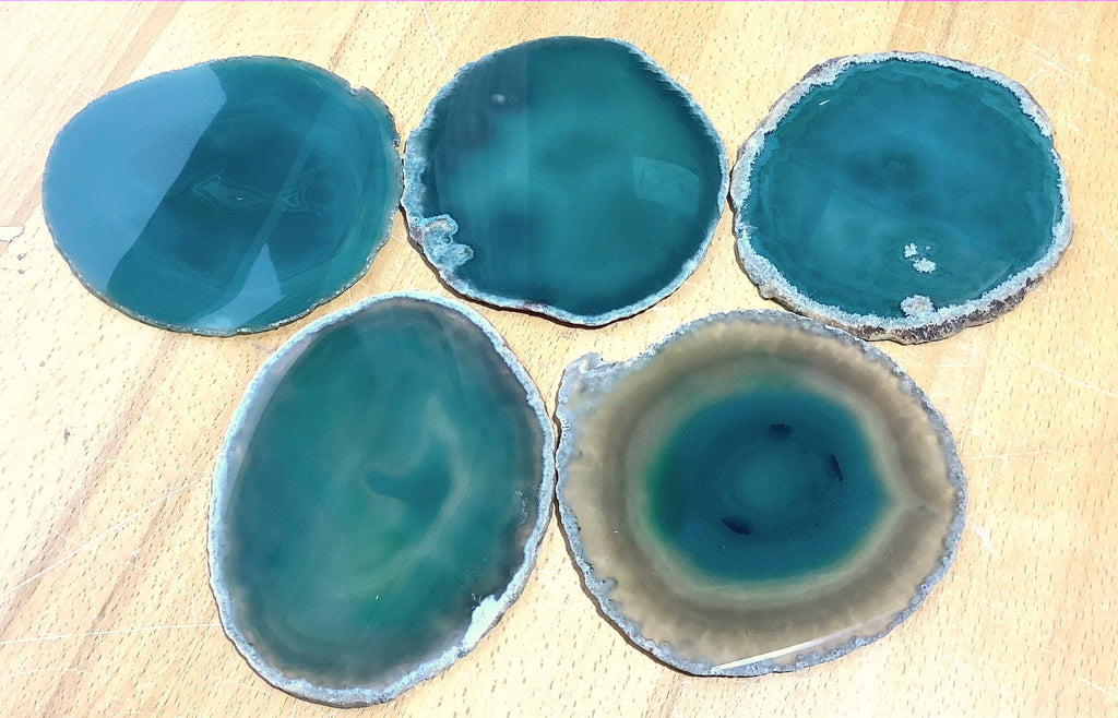 Round Natural Crystal Polished Sliced Agate Slab (5 - 6 Inches)