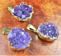 Druzy Amethyst Crystal Cluster Necklace Pendant