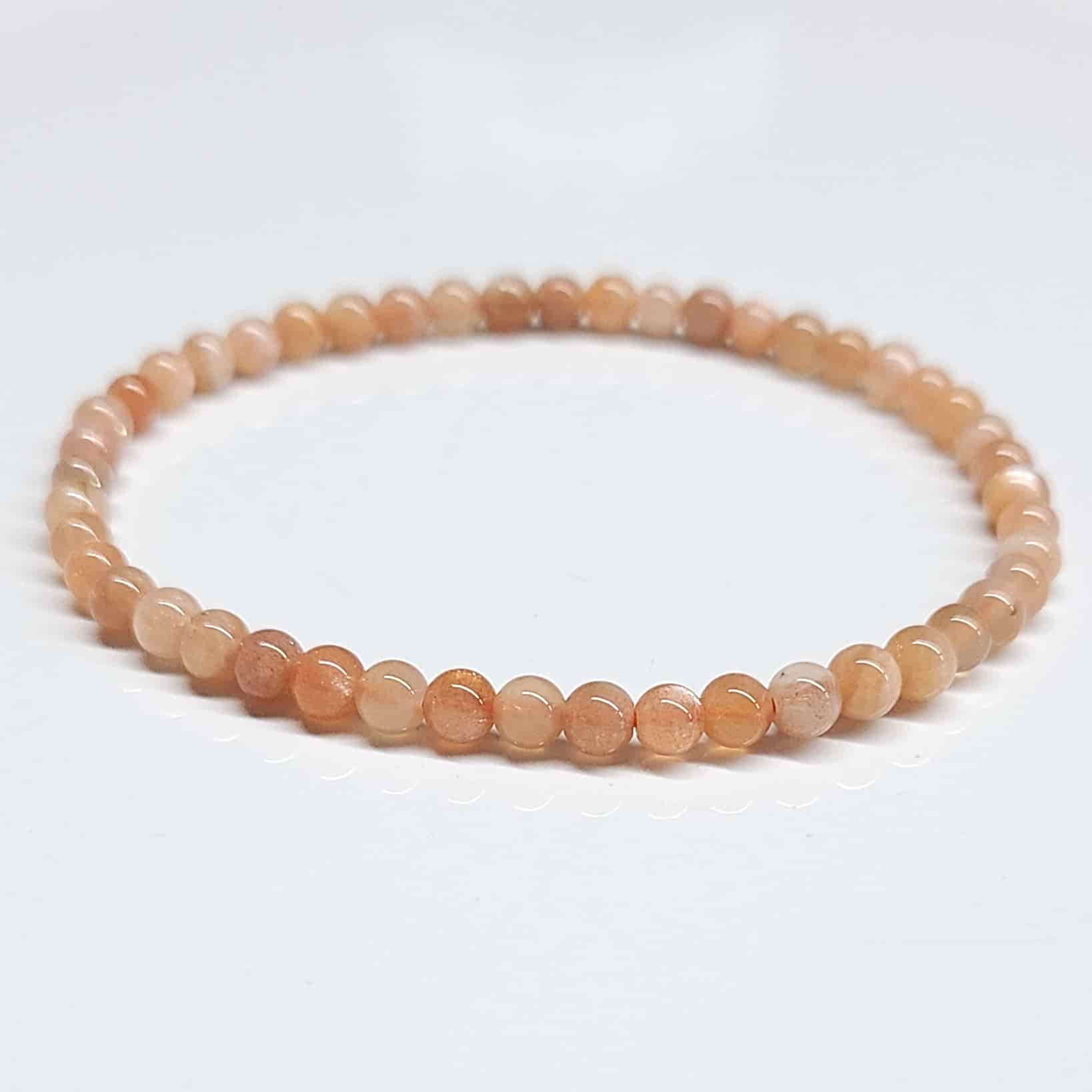Peach Moonstone Round Bead Bracelet - Traveler's Blessing