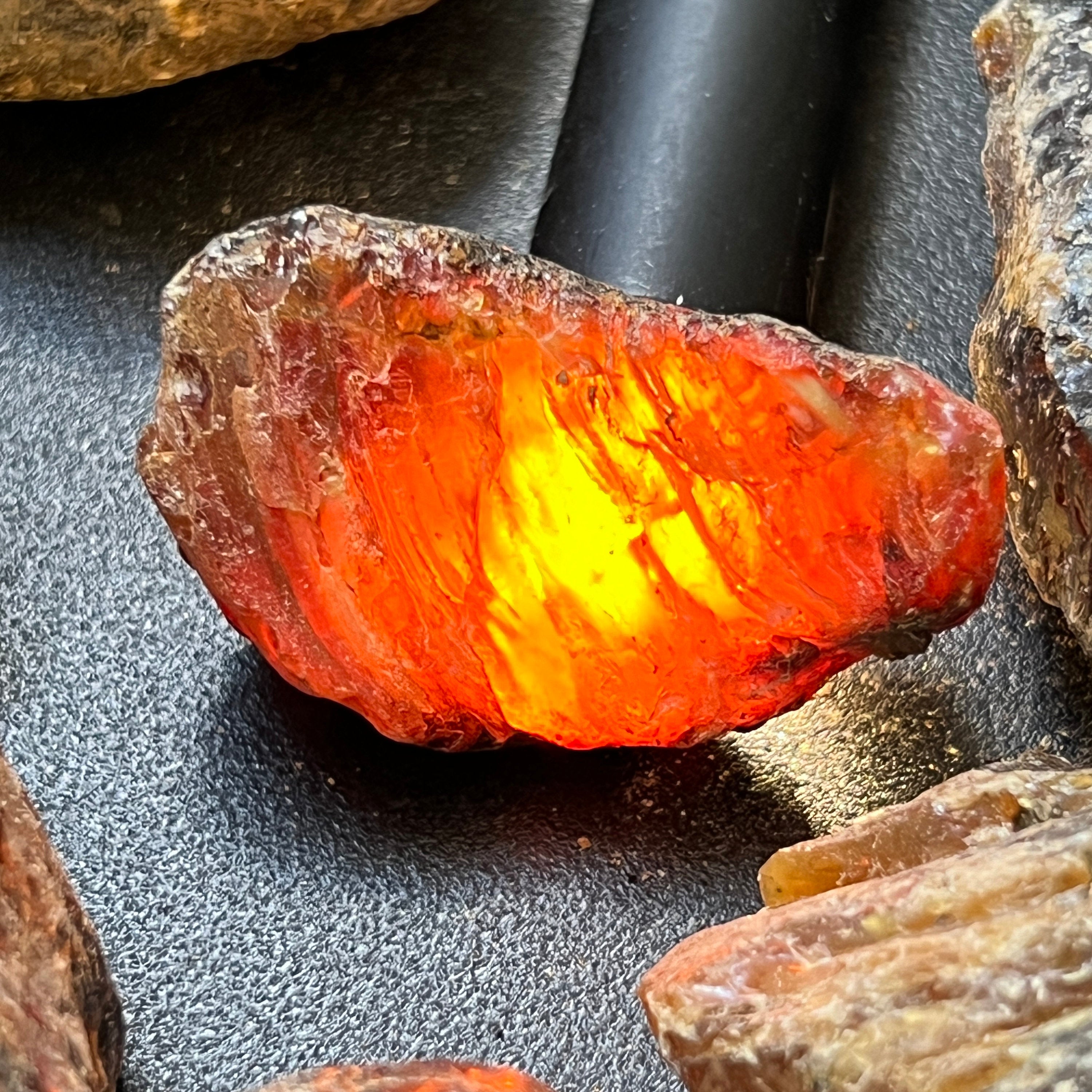 Black Amber Fossilized Tree Resin Raw Stones Mixed Sizes (UV Reactive)