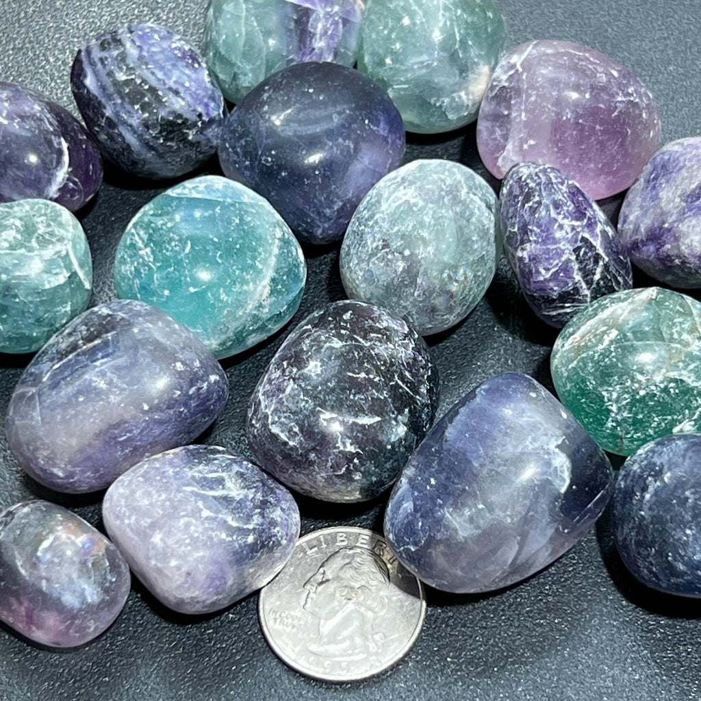 Rainbow Fluorite Crystal Tumbled Stones