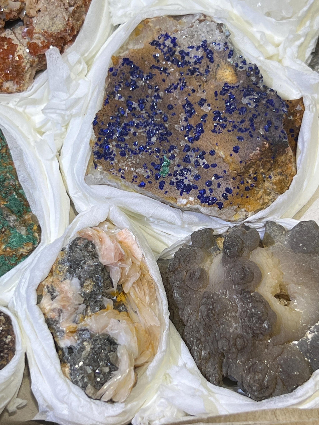 Morocco Mixed Minerals Druzy Crystal Collection Large Boxed Flat