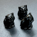Small Black Obsidian Cat Kitten Carving